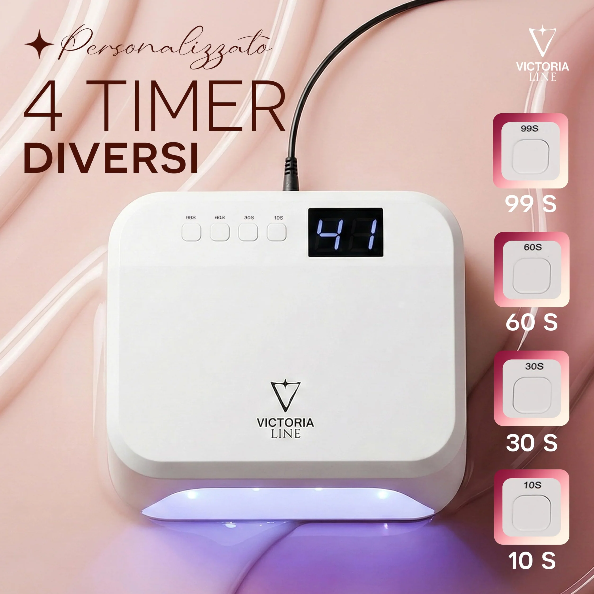 Lampada Unghie Professionale 60 LED 4 Timer Sensore Automatico Poggiamano Bianca