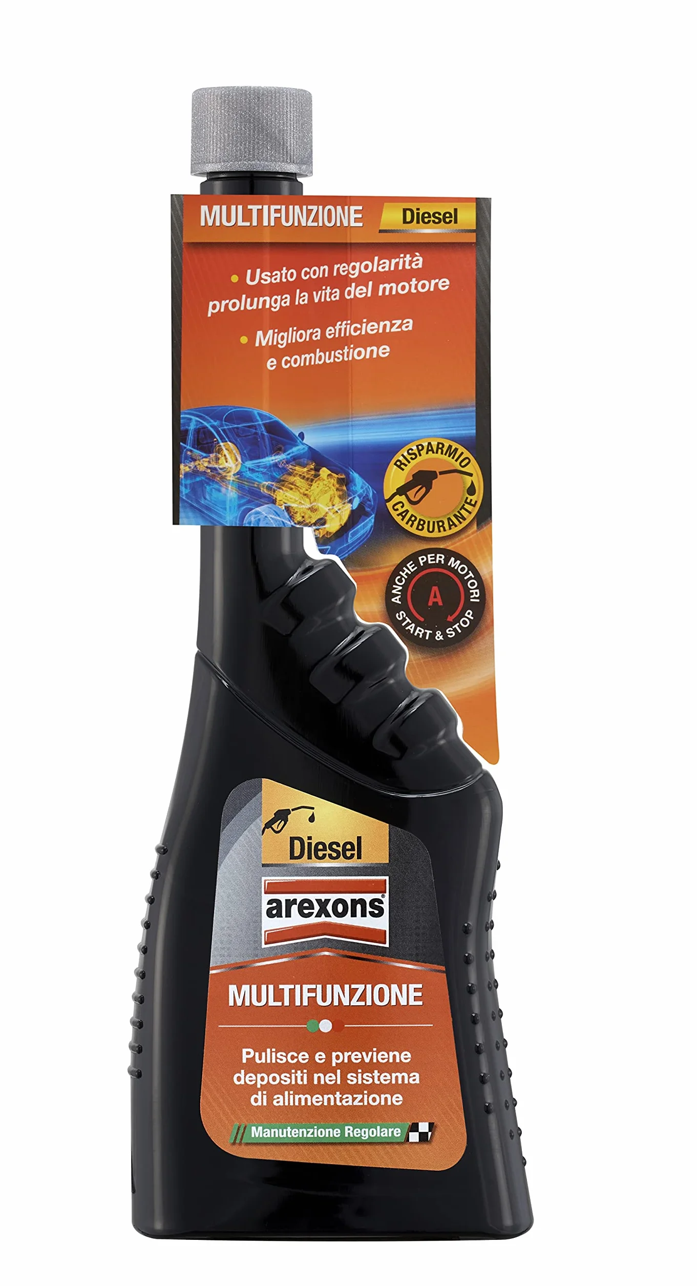 Arexons Additivo Diesel Multifunzione, 250 ml, Addittivo Pulitore e Protettivo, Adatto per Motori Diesel e Turbo Diesel, Protegge da Corrosioni e Depositi, Migliora l’Efficacia del Motore