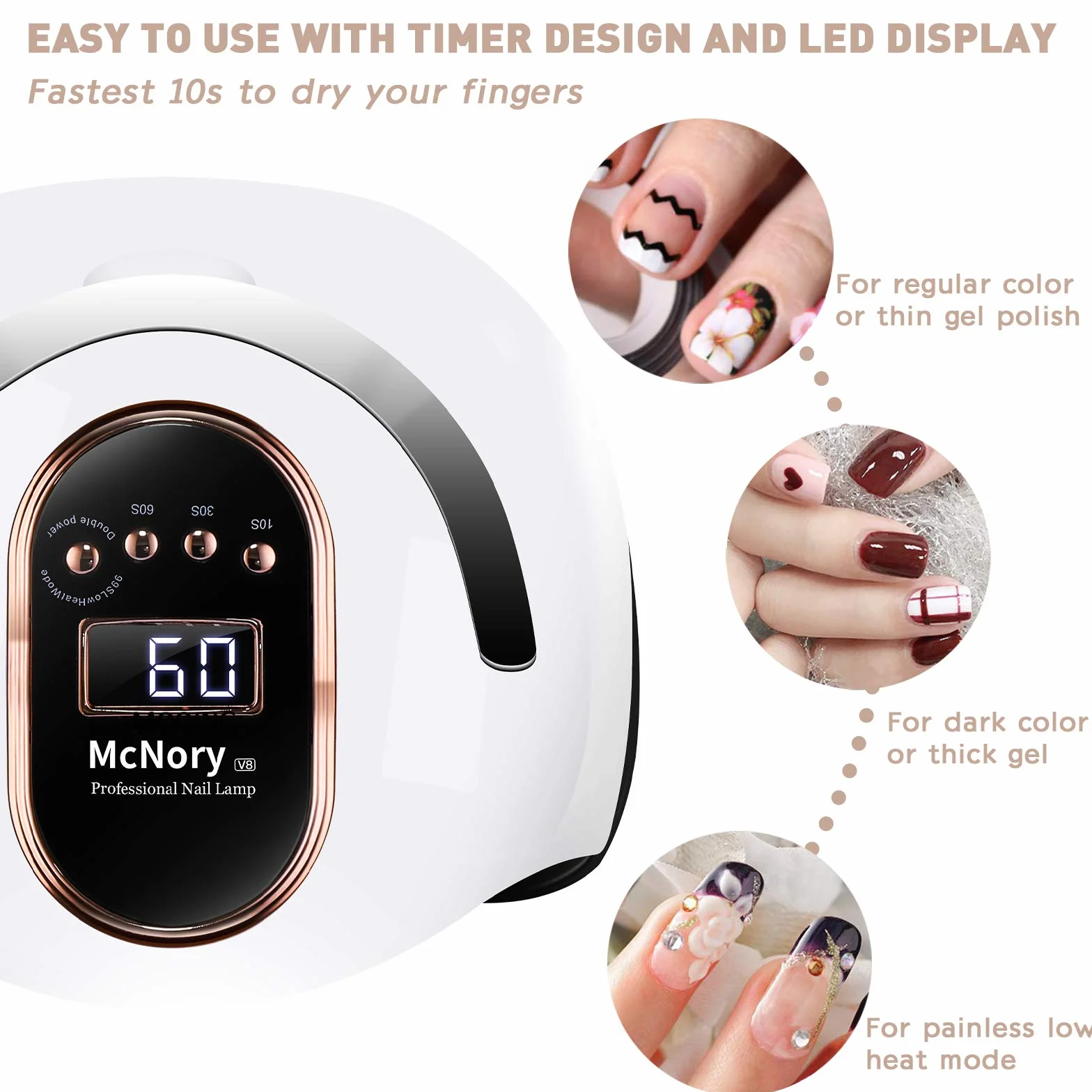 Lampada Unghie UV LED,168W Professionale Fornetto per Manicure/Pedicure Permanente Smalto Semipermanente 4 Timer con 10s/30s/60s/99s Display LED Automatico Sensore