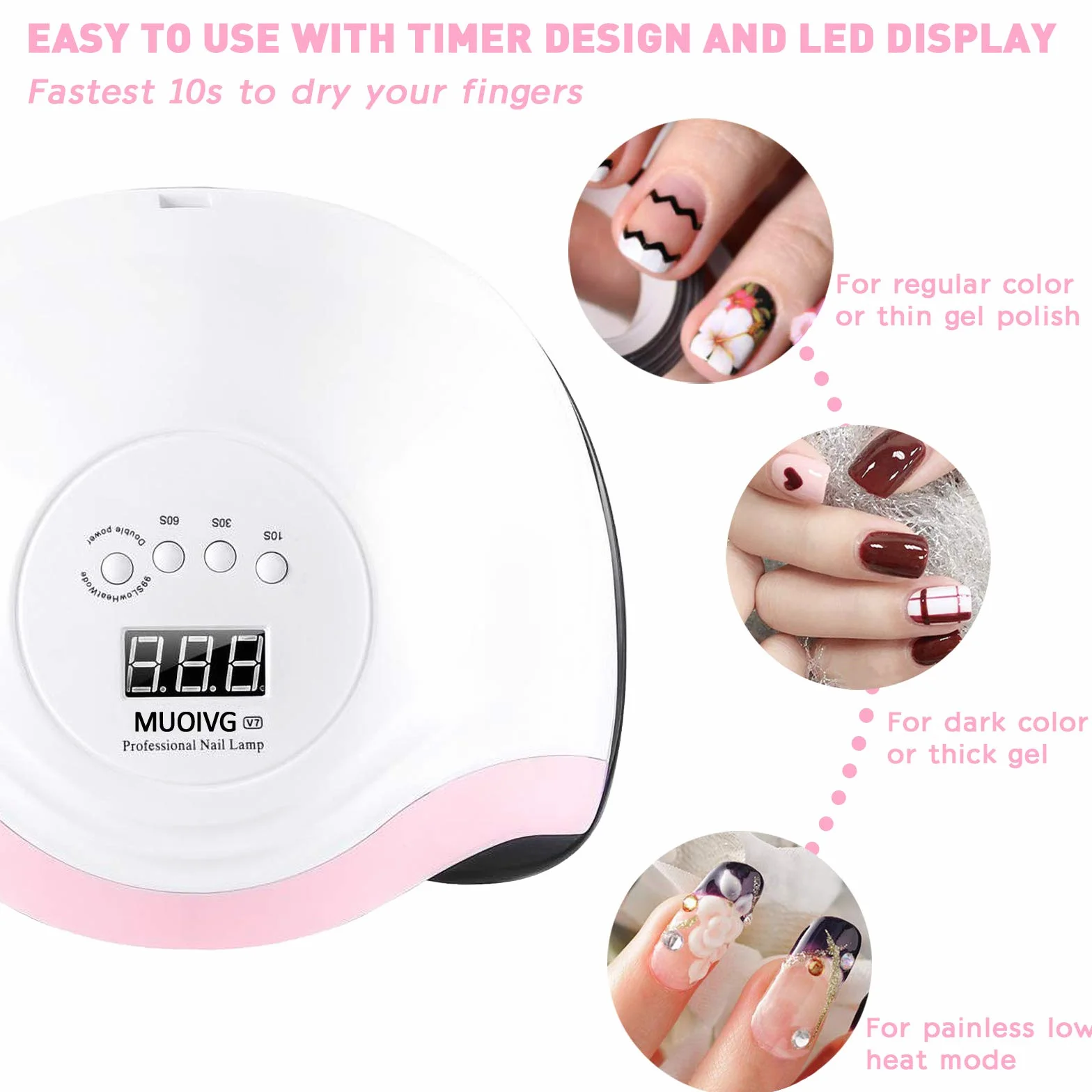 Lampada Unghie LED UV Professionale,168W Fornetto Unghie Può Curare Rapidamente,Sensore Di Avvio Automatico,Timers da 10s/30s/60s/90s, LCD Display Lampada per unghie per Gel Nail Polish Light
