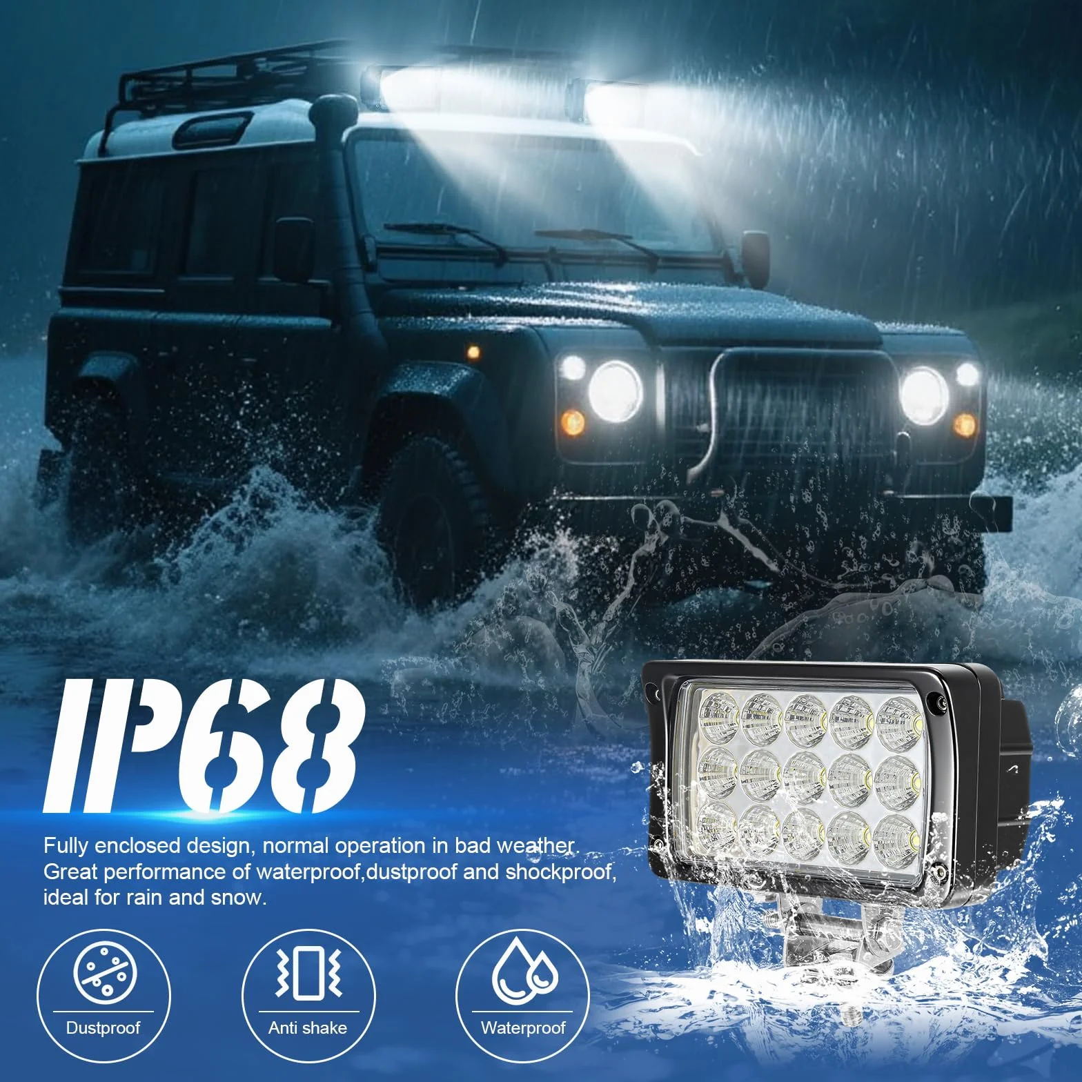 Faro da lavoro LED 2x45W 12V 24V Impermeabile Off-road per Trattore Auto Fuoristrada