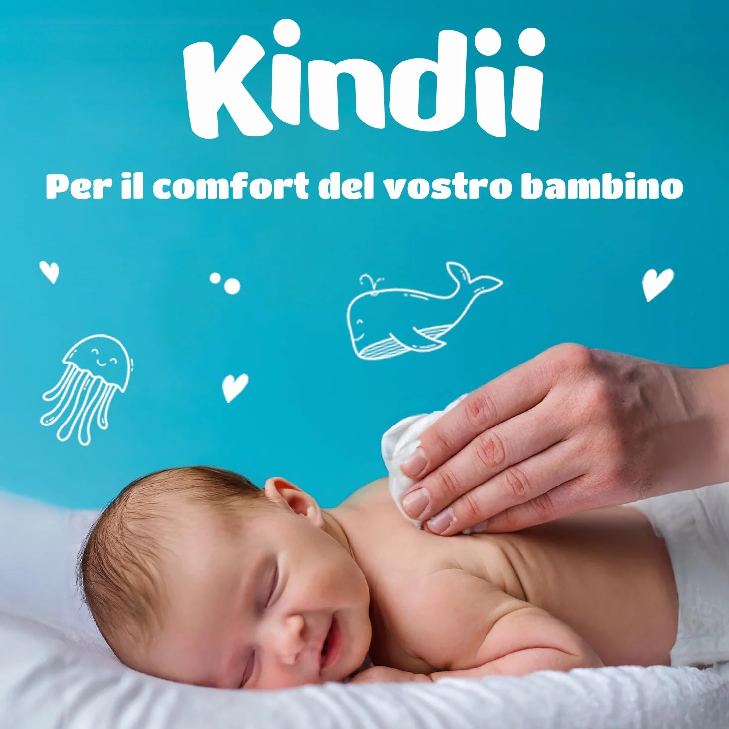 Kindii Quadrotti Cotone Neonato 60 Pezzi Quadrati grandi per pelli sensibili