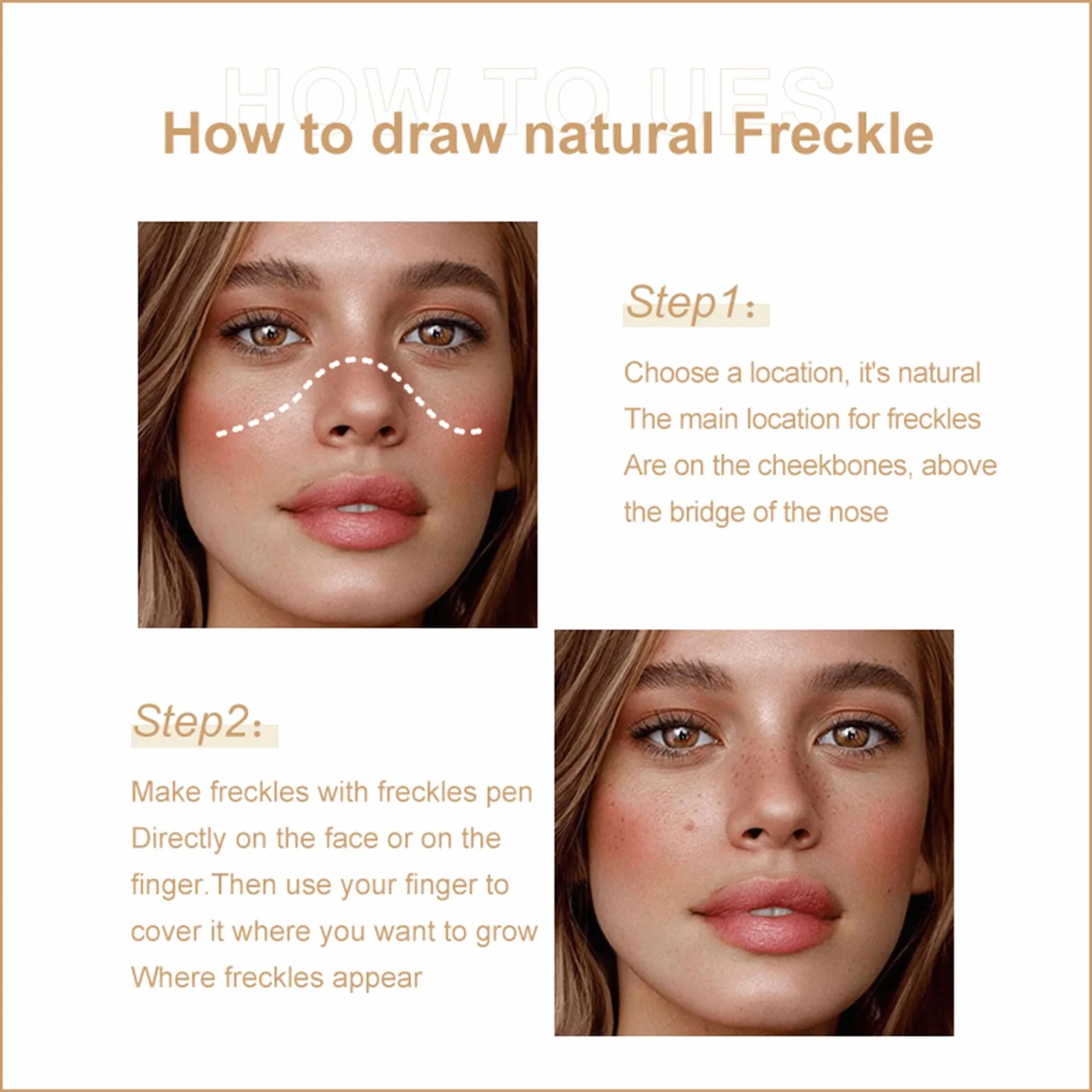 Penna Lentiggini, Freckles Pen, Facile da Colorare, Penna a Punti Morbida, per lentiggini a Simulazione Naturale per Trucco a Lunga, Naturale (01#Light Brown)