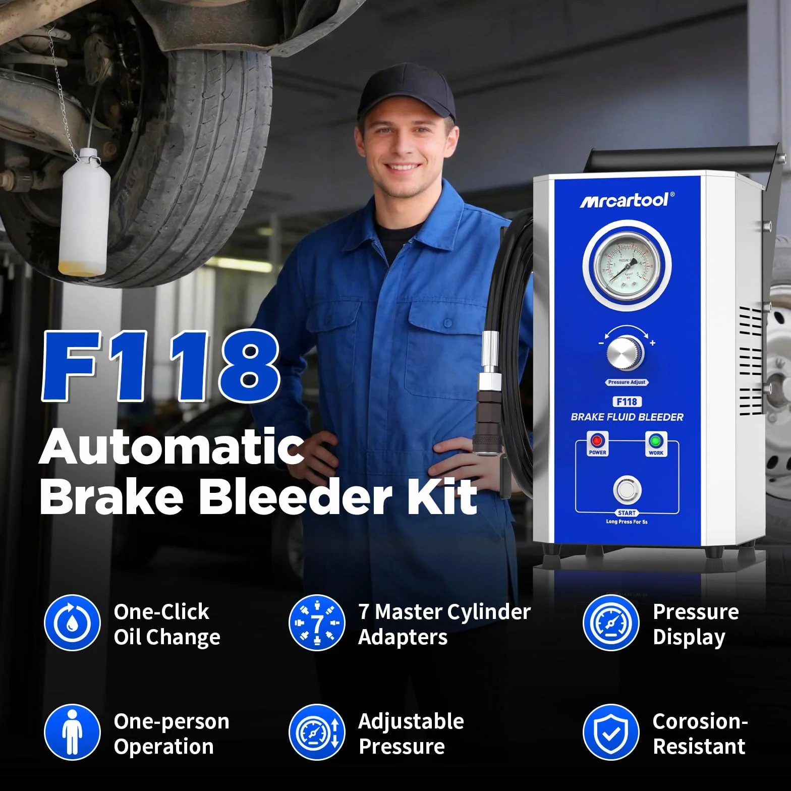 Spurgo Freni Auto Elettrico 110V/220V Dispositivo 0~3 Bar 7 Adattatori Kit Pompa Freno