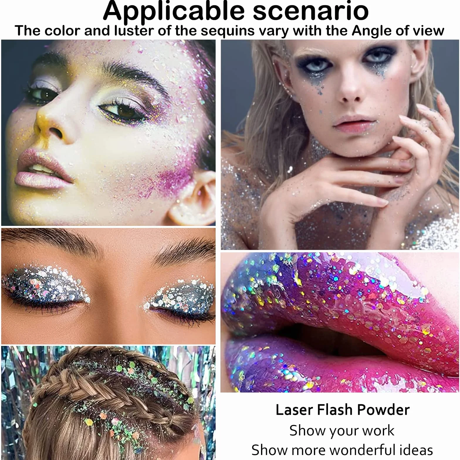 6 Bottiglia Glitter Body Gel,Brillantini Make Up,Gel Glitterato Viso con Lustrini,per Viso,Unghie,Occhi,Labbra,Capelli,Corpo,per Musica,Festival,Feste in Maschera(Bianco/Oro/Argento/Rosa/Verde/Viola)