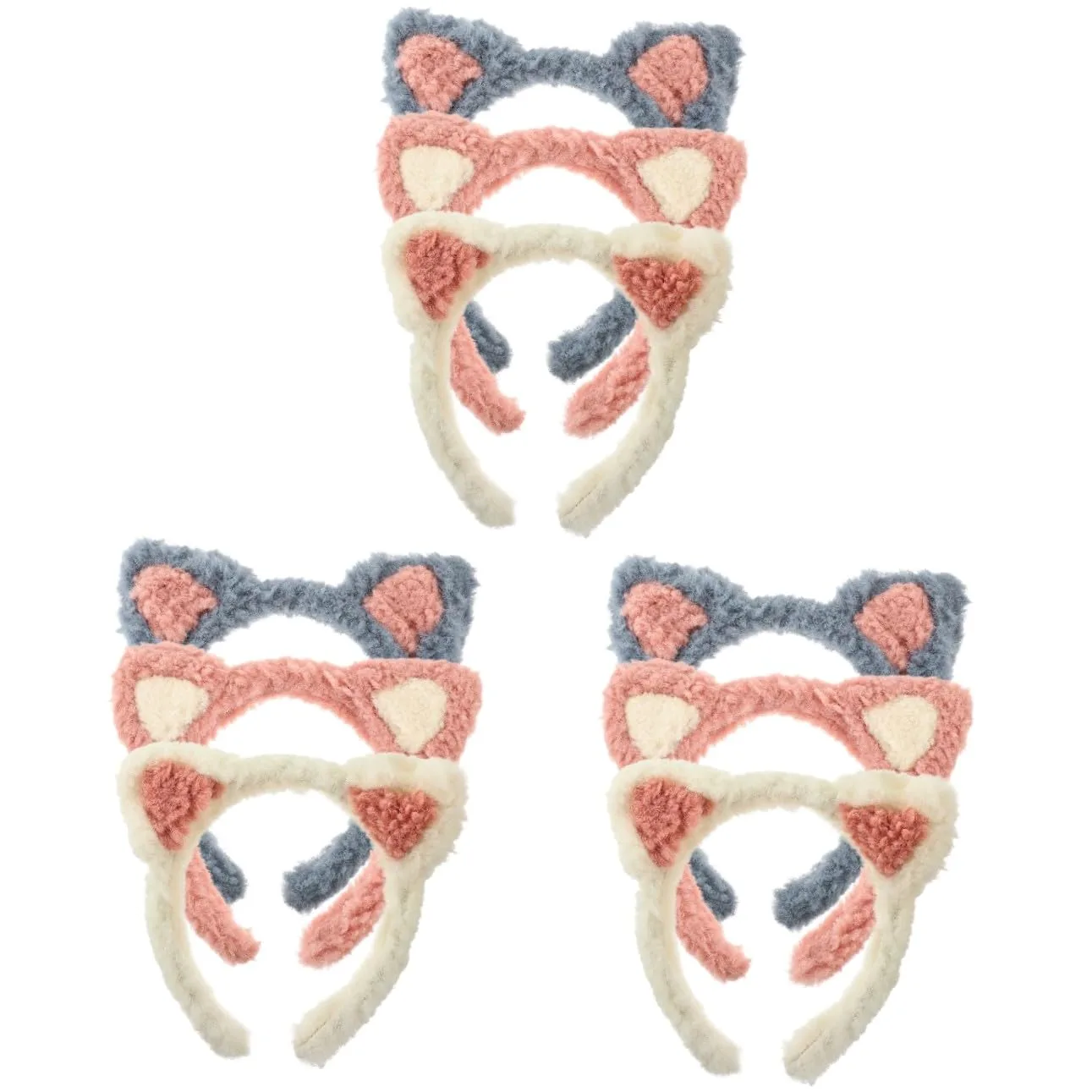 minkissy 9pezzi Fasce Per Trucco Con Orecchie Di Gatto Headband Per Skincare e Lavaggio Viso Per Donne Morbido e Divertente Per Spa e Bellezza