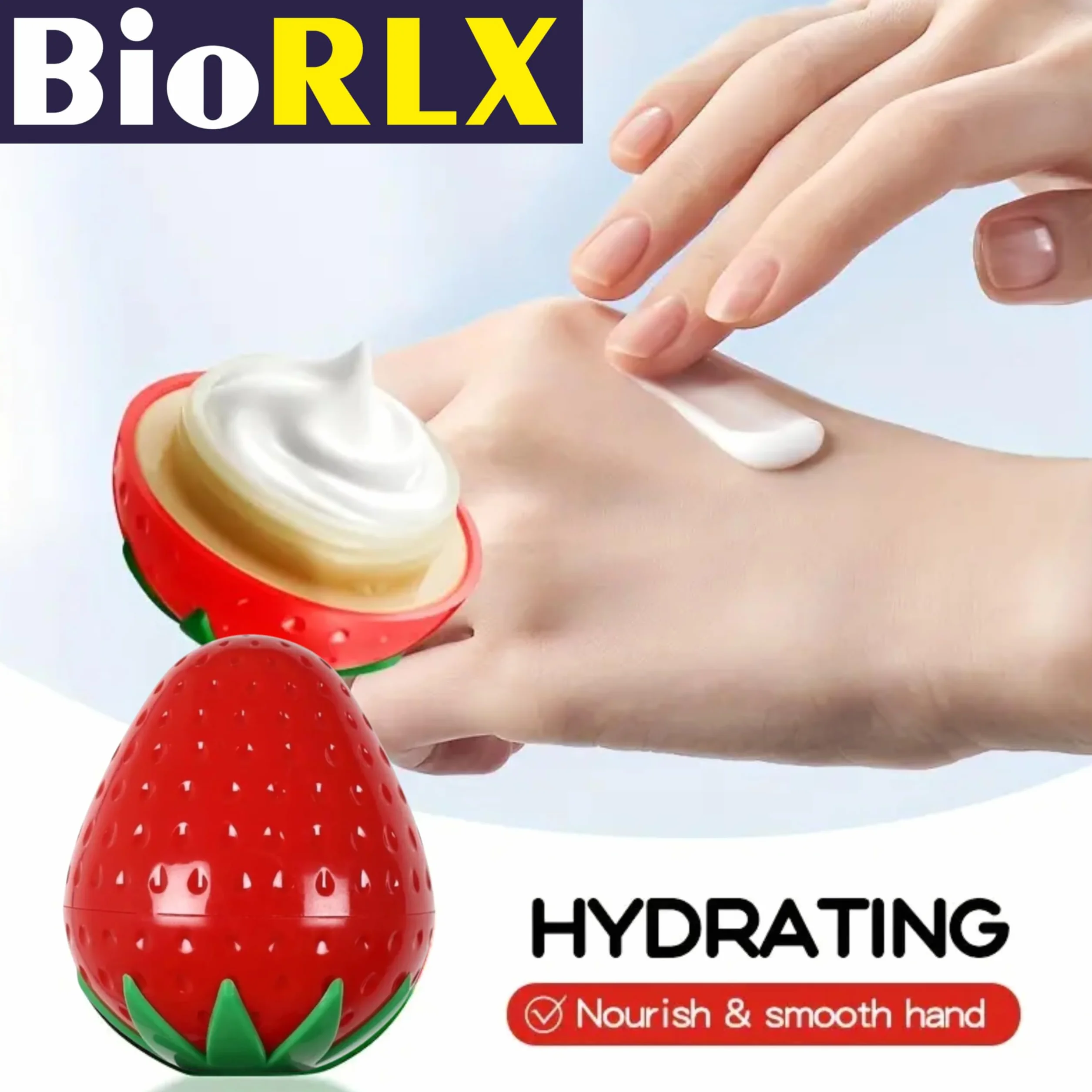 BioRLX Strawberry Milk Cream – Idratante mani idratante, leggero, idratante per mani e uomini, 30 g