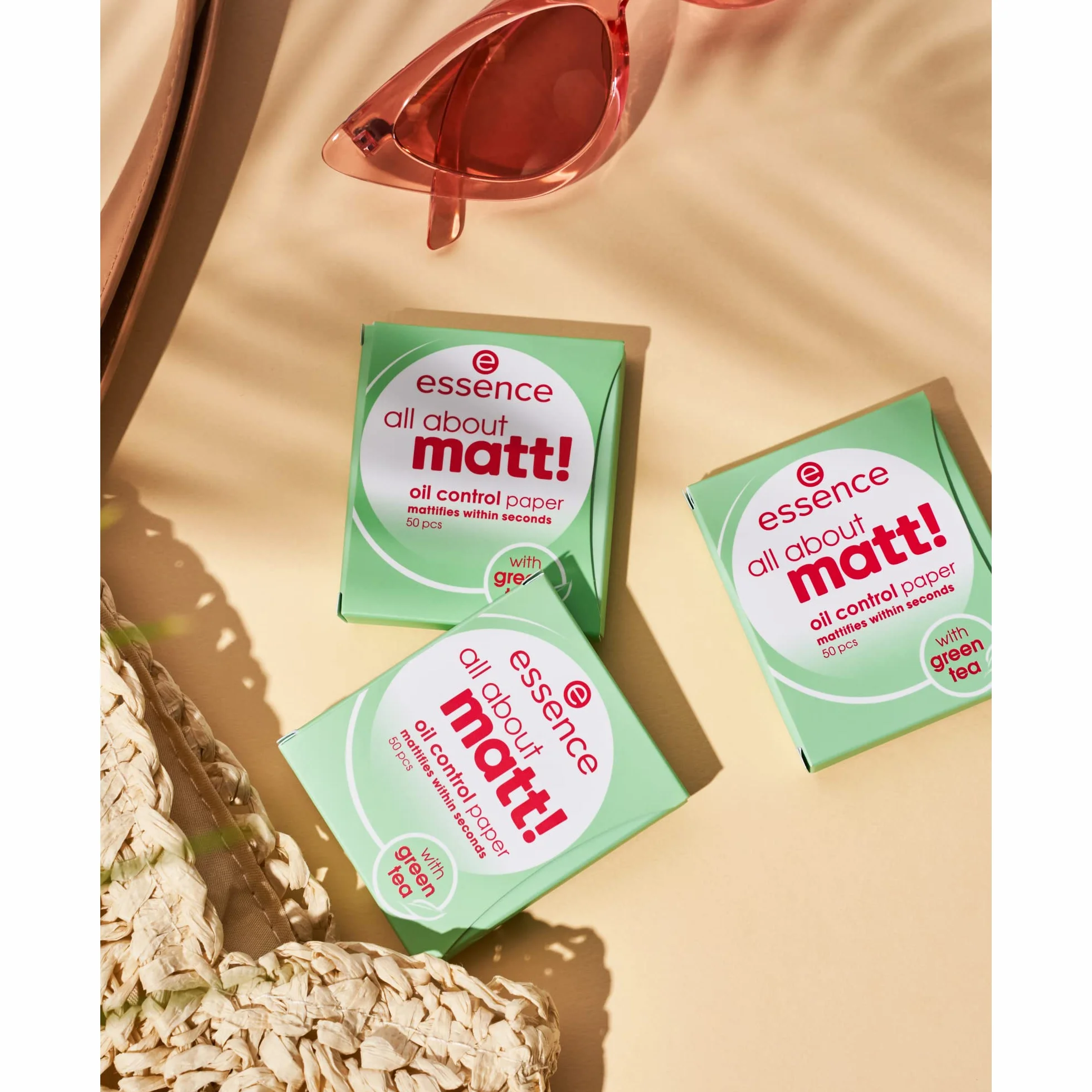 essence all about matt! cartine viso sebo-assorbenti, controllo della pelle grassa/controllo della lucidità, opaca (50pcs)