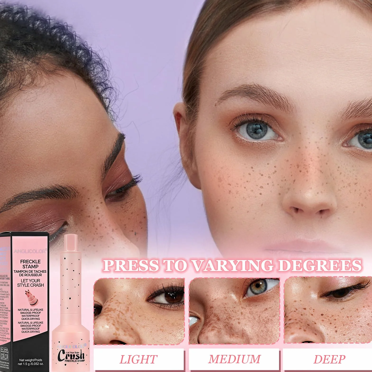 Timbro per Lentiggini Finte Waterproof,Timbro per Lentiggini a Cinque Punti,Freckle Maker, Simulazione Naturale per Trucco a Lunga Durata,Facile da Colorare,Impermeabile (Marrone chiaro)