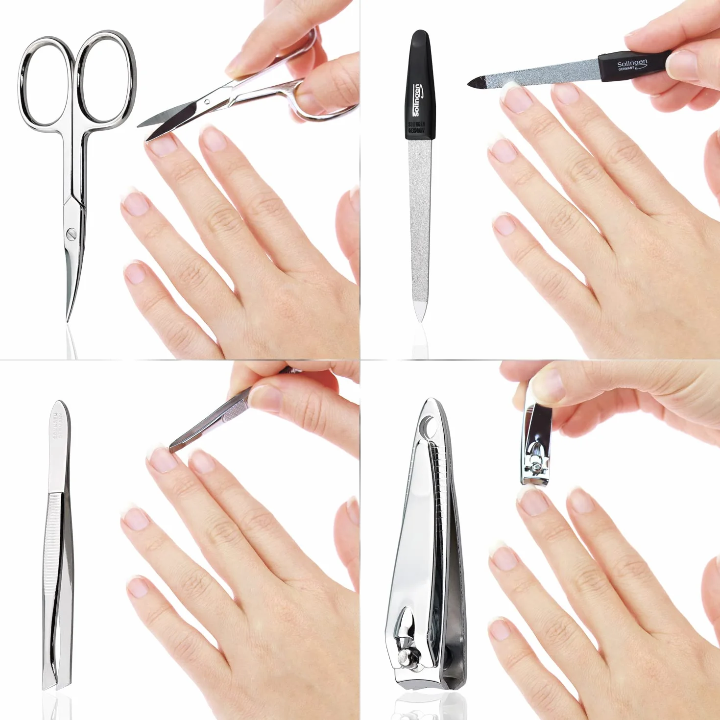 Set Manicure 5 Pezzi Professionale con Forbicine e Custodia in Vera Pelle per Uomo e Donna