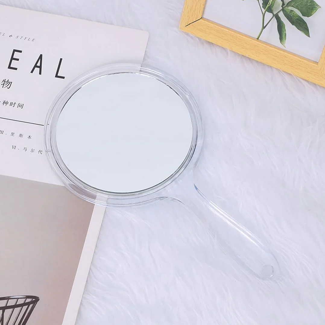 1 pezzo Specchio portatile con manico, specchio a mano a doppia faccia, specchio d'ingrandimento, specchio per il trucco portatile,uso domestico e da viaggio, trucco quotidiano per donne