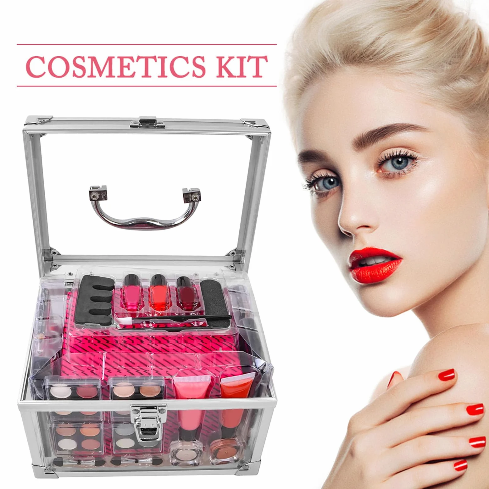 Kit Di Trucco Per Donna Set Da Viaggio Compatto Con | Astucci Cosmetici Per Adolescenti Viaggio Quotidiano Matrimonio Teatro Sposa