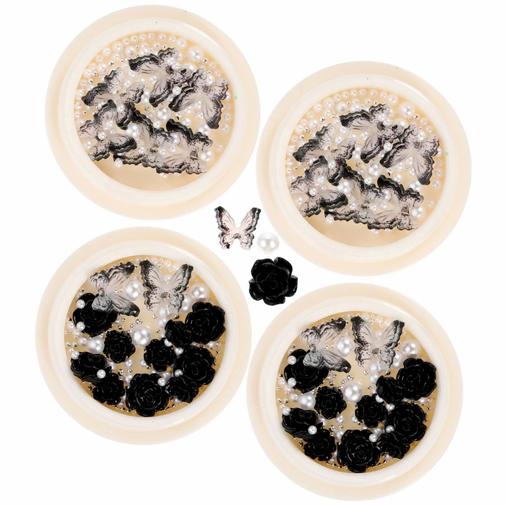 4 Set Decorazione Floreale Per Unghie Decorazioni Unghie Decorazioni Per Unghie - Accessori Per Nail Art Adesivo Perle Per Unghie Forniture Per Unghie Resina 4 Scatole*4