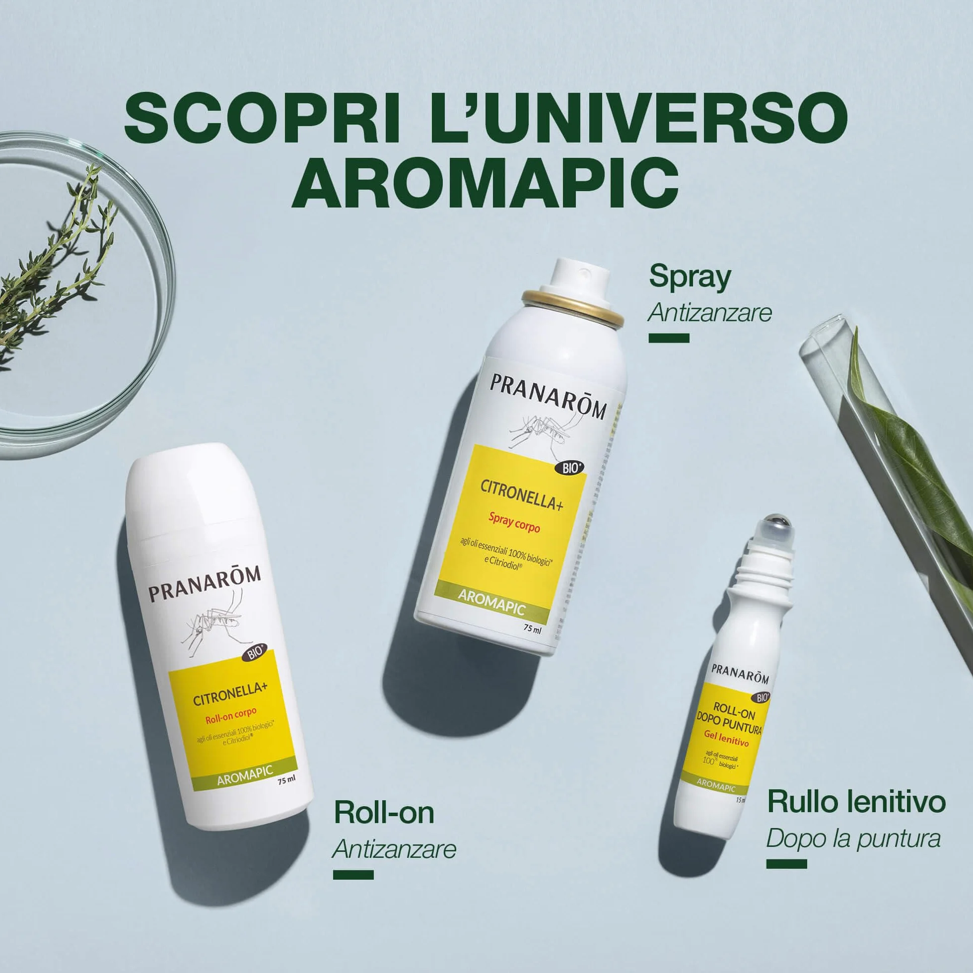 Pranarôm Aromapic Roll-on Dopopuntura BIO 15ml Lavanda spica Menta selvatica