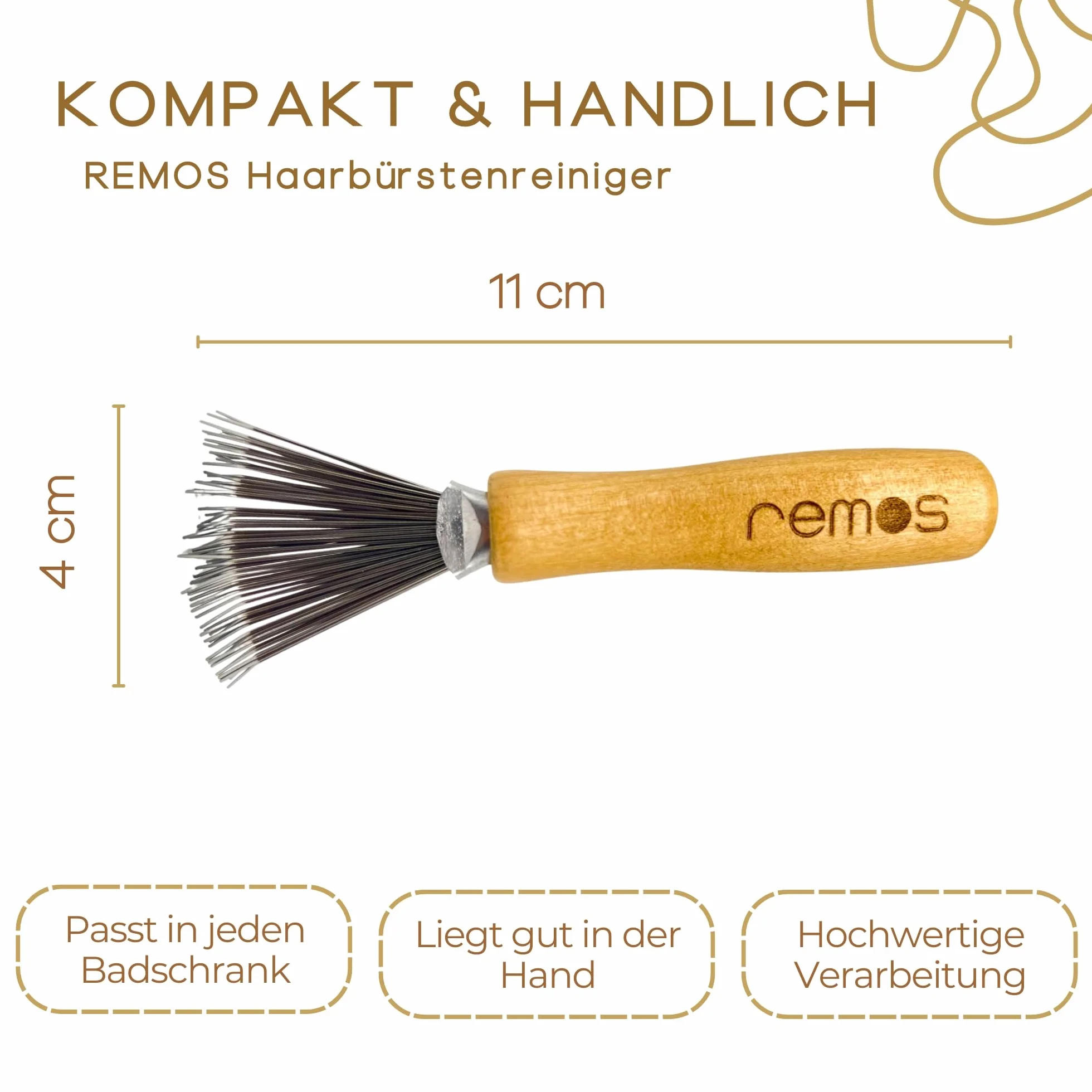 REMOS Detergente per spazzole in legno, pulizia efficace, zincatura metallo, manico ergonomico