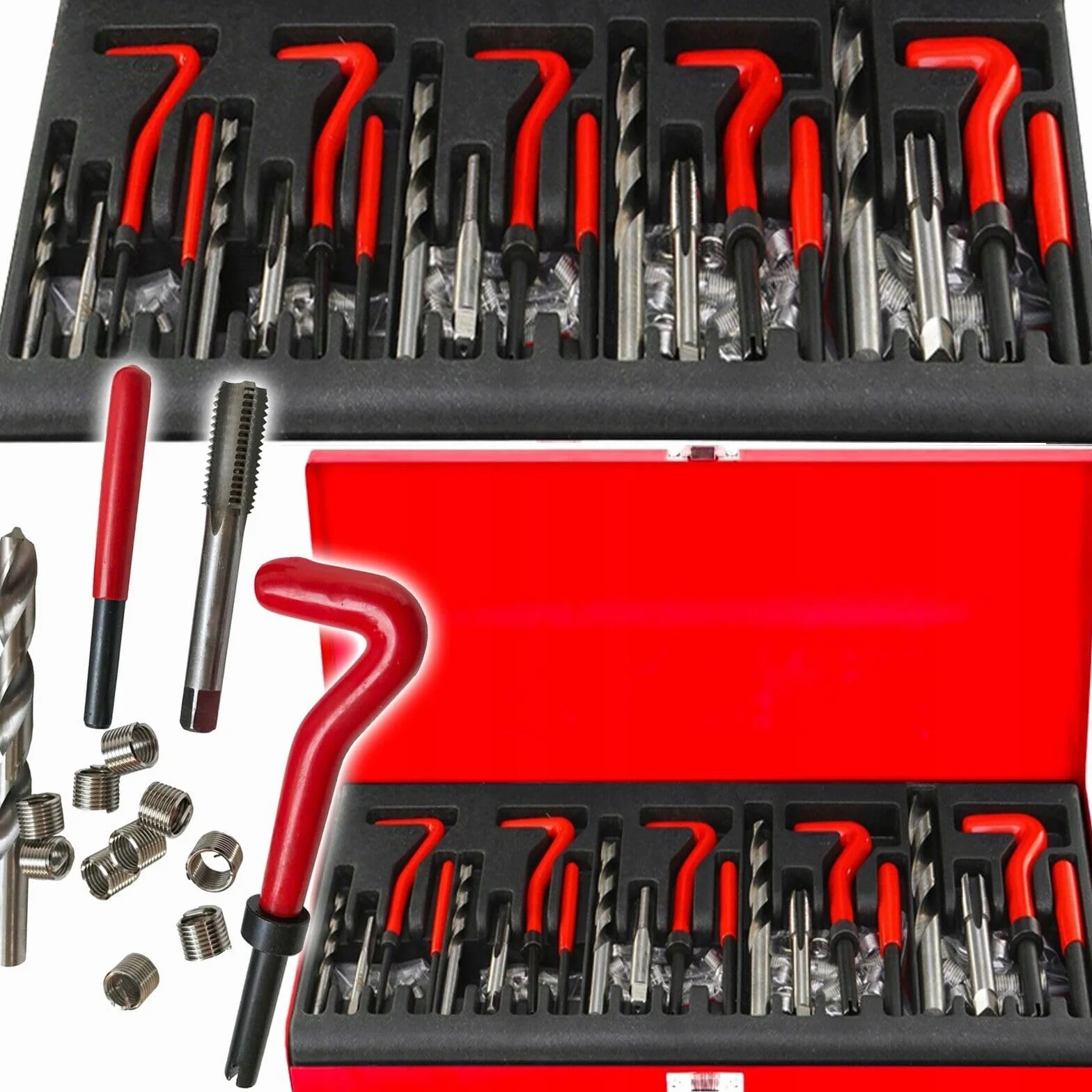 Helicoil Kit 131 Pz Filettatura M5 M6 M8 M10 M12, Set Elicoidi per Viti Interni