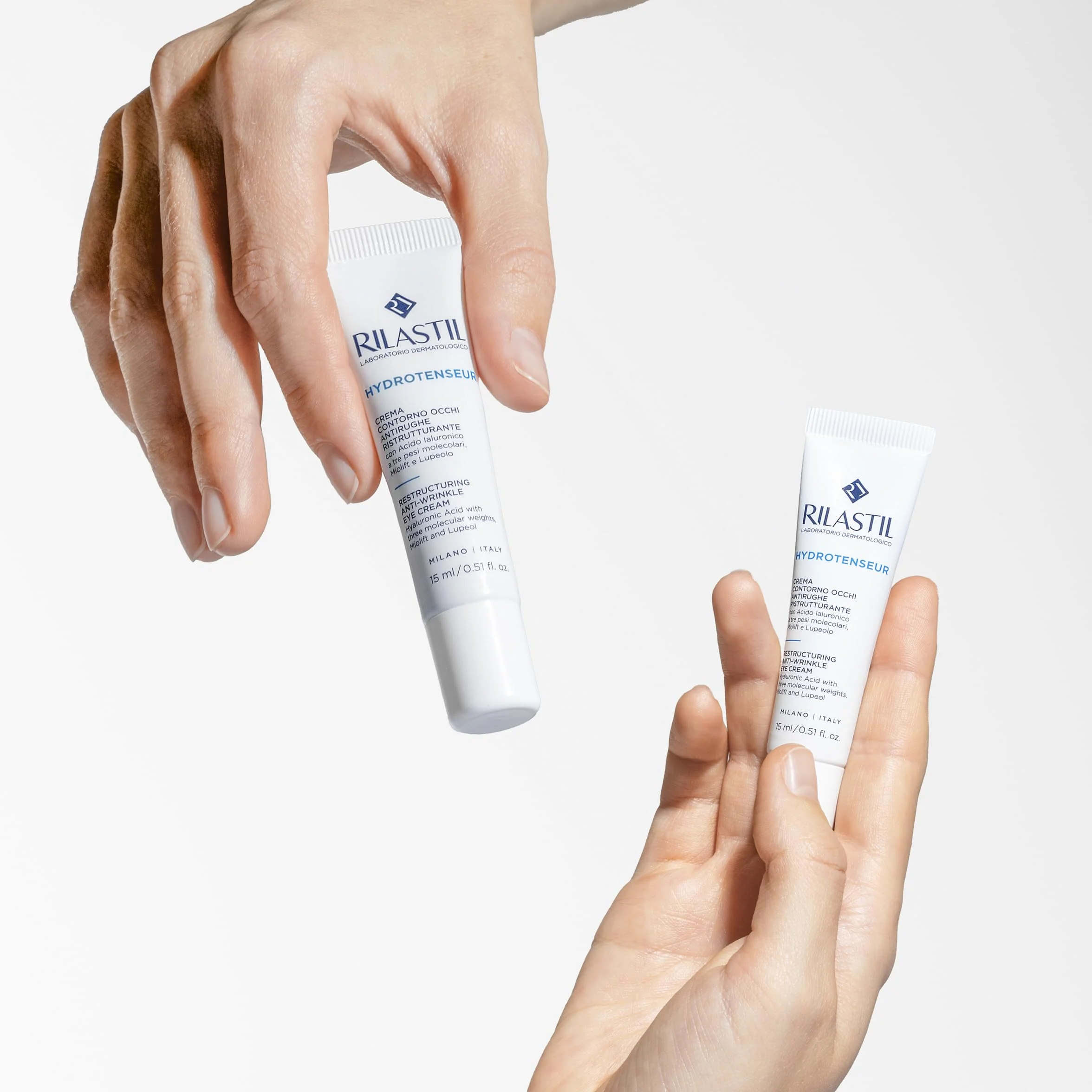 Rilastil Hydrotenseur Crema Contorno Occhi Antirughe Idratante e Nutriente, Tripla Azione Anti Age, Anti Borse, Anti Occhiaie, Ristrutturante 15 ml