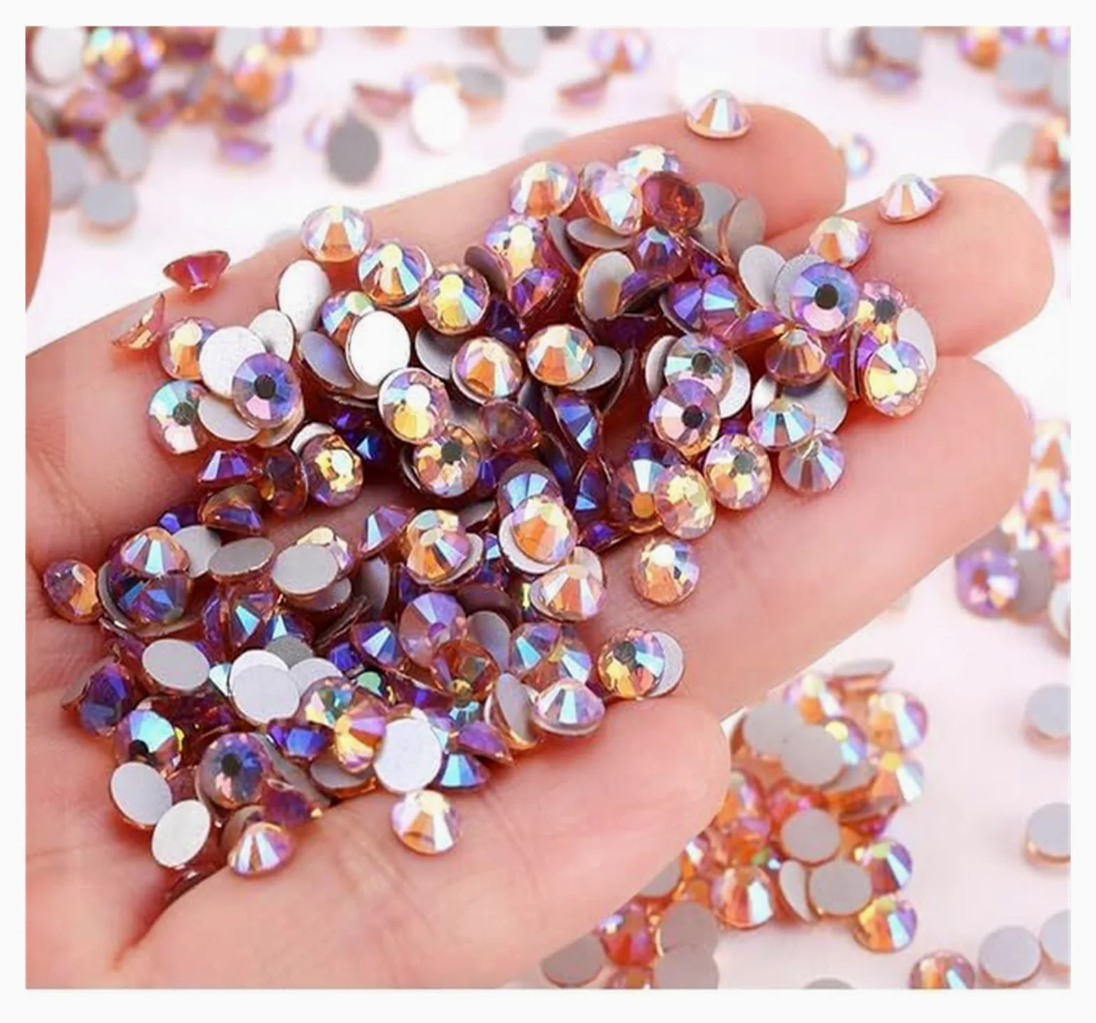 di un diamante di cristallo, Gemme for unghie con strass Crystal AB Flatback Multicolor SS4-SS30(Champagne AB,SS8-1440pcs)