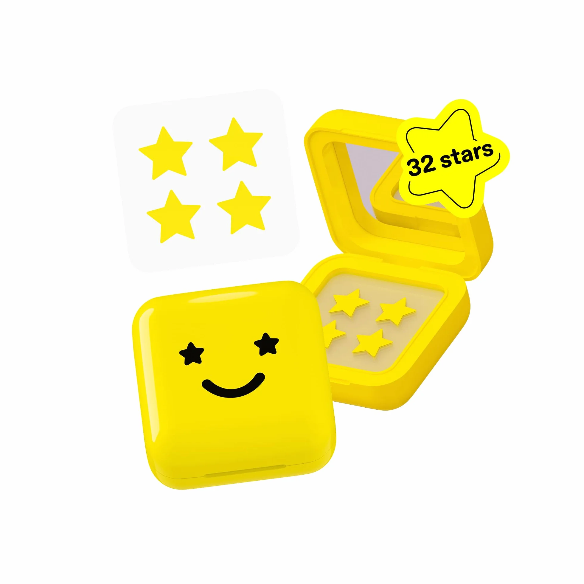 Starface Hydro-Stars Big Yellow, Cerotti per brufoli idrocolloidali, assorbono i fluidi e riducono l’infiammazione, a forma di simpatica stella, vegani e non testati sugli animali (32 pezzi)
