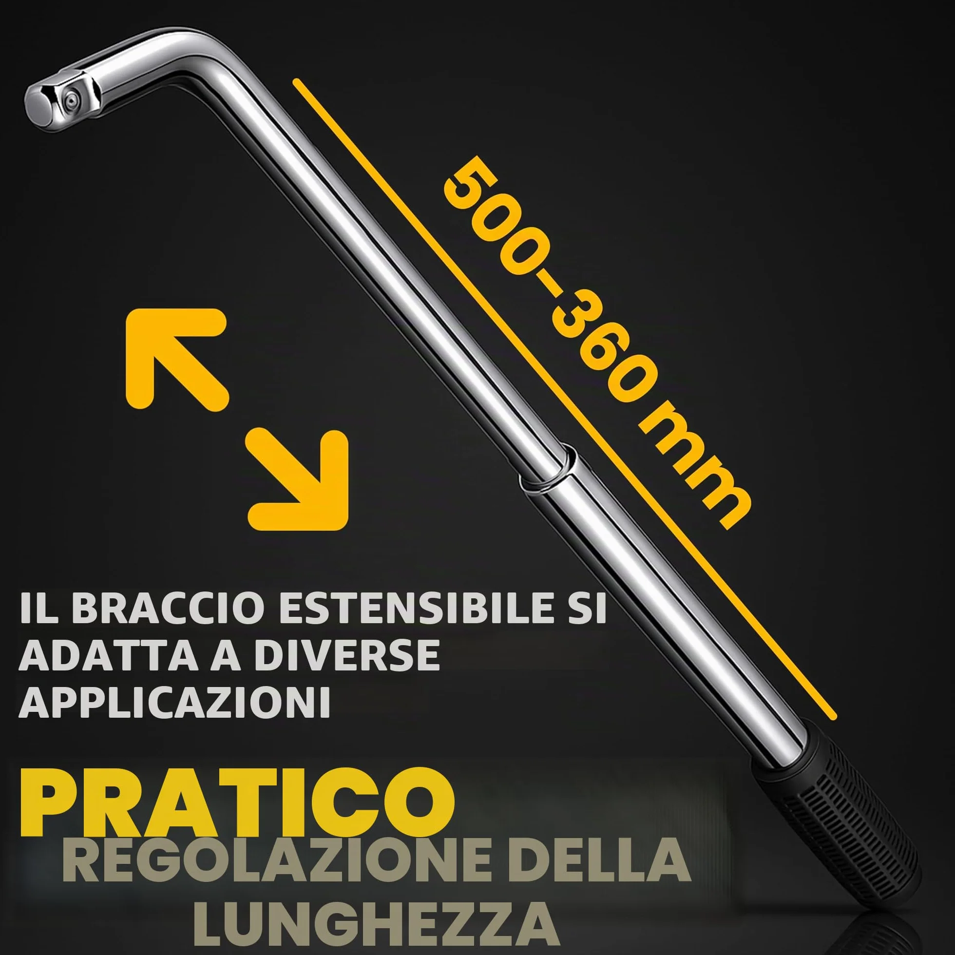 Retoo Chiave per Ruote Auto 17/19mm 21/23mm Regolabile 350-500mm 1/2" Acciaio Cromato