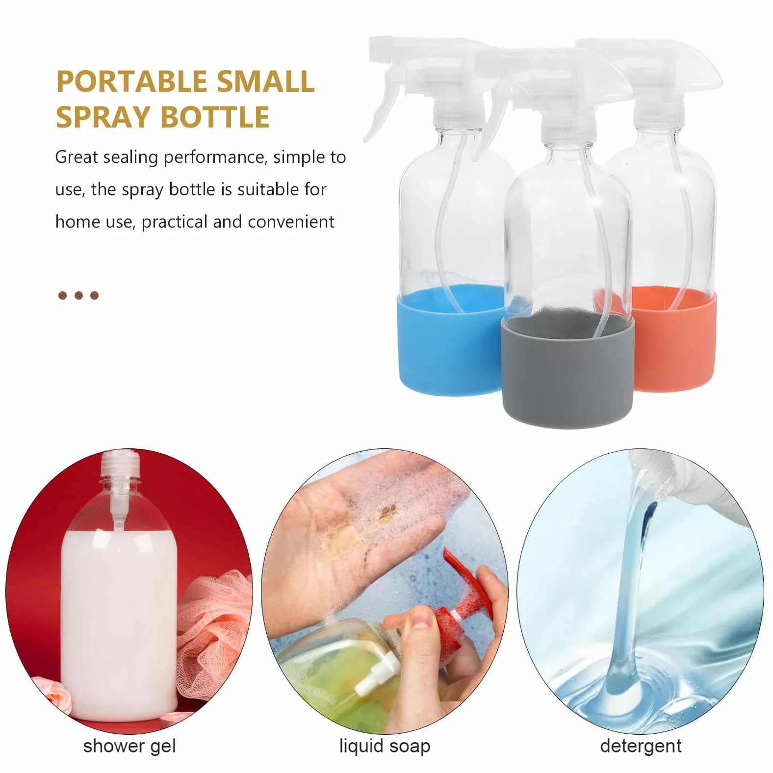 Flaconi Spray Ricaricabili 3 Pezzi in Vetro Base in Silicone Antiscivolo da 500 Ml per Fiori e Uso Ufficio