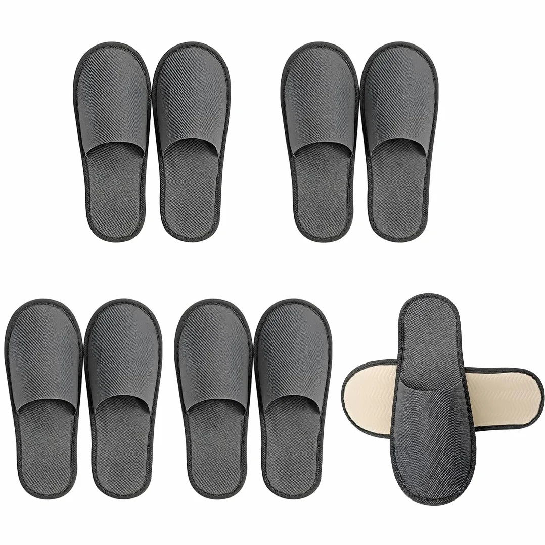 5 Paia Ciabatte Monouso,Ciabatte Ospiti lavabili,Tessuto non Tessuto da 5mm,Pantofole Portatili Unisex Antiscivolo per Hotel Spa Casa Viaggi(40-43 yard)