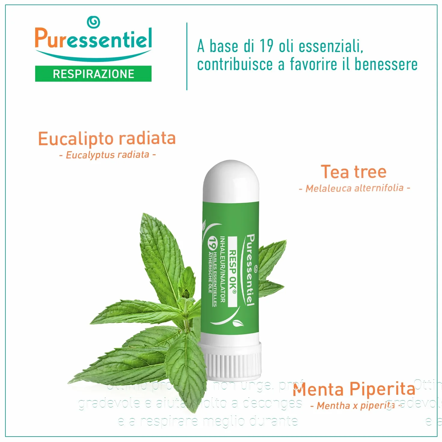 Puressentiel RESP OK Inalatore 19 Oli Essenziali 100% puri e naturali Formula Naturale Vegan 1 ml