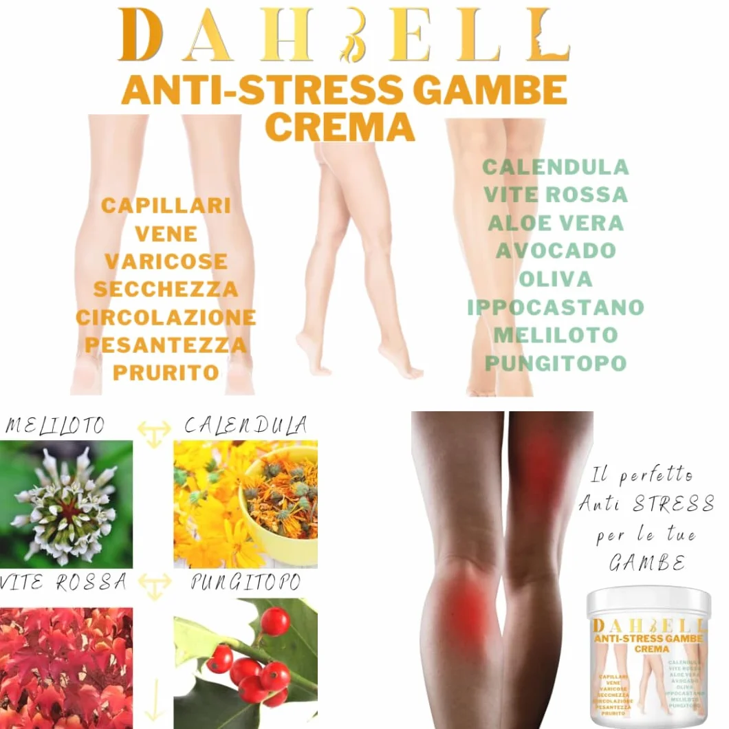 Dahbell Crema per vene varicose capillari rotti circolazione gambe con vite rossa calendula ippocastano aloe vera