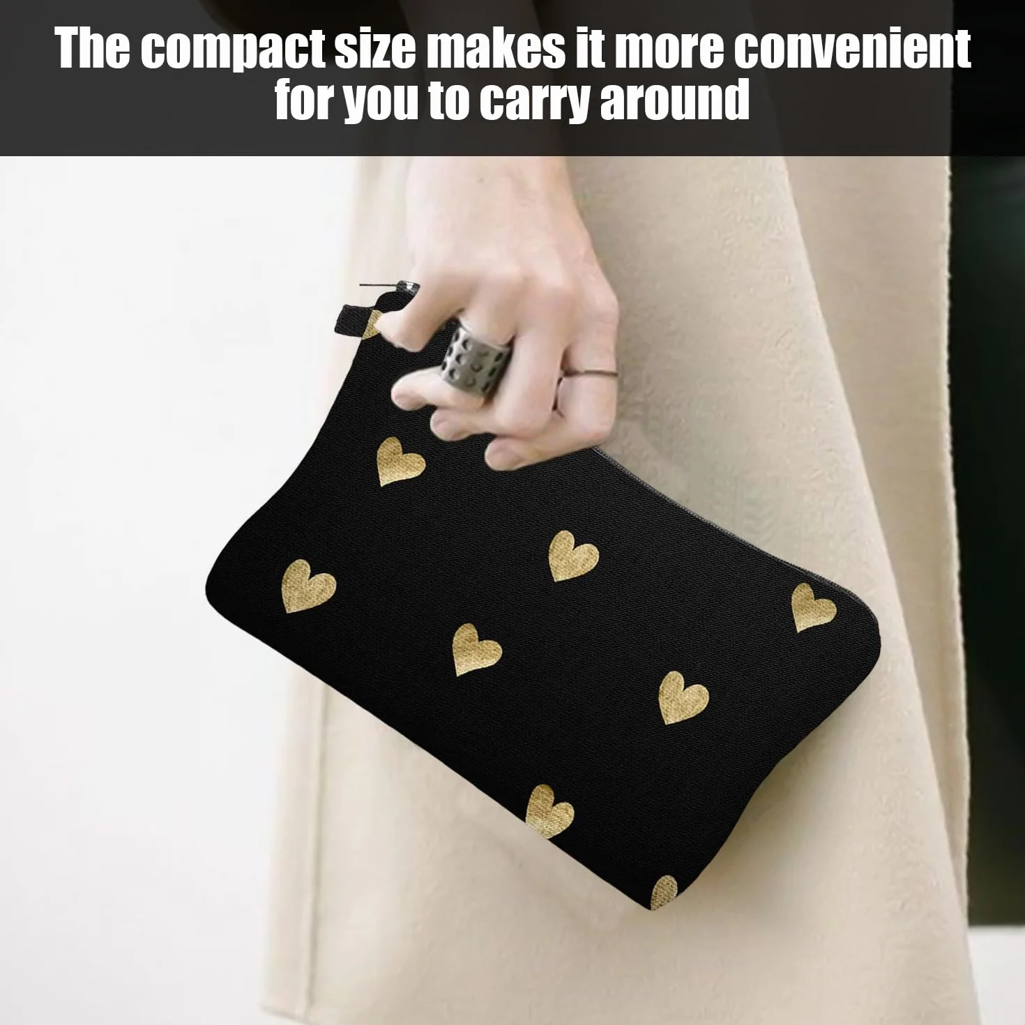 Borsa Per Cosmetici Stampata A Forma Di Cuore Da 2 Pezzi, Borsa Per Cosmetici Da Viaggio Portatile, Mini Borsa Per Cosmetici, Portamonete Con Cerniera, Borsa Per Articoli Da Toilette