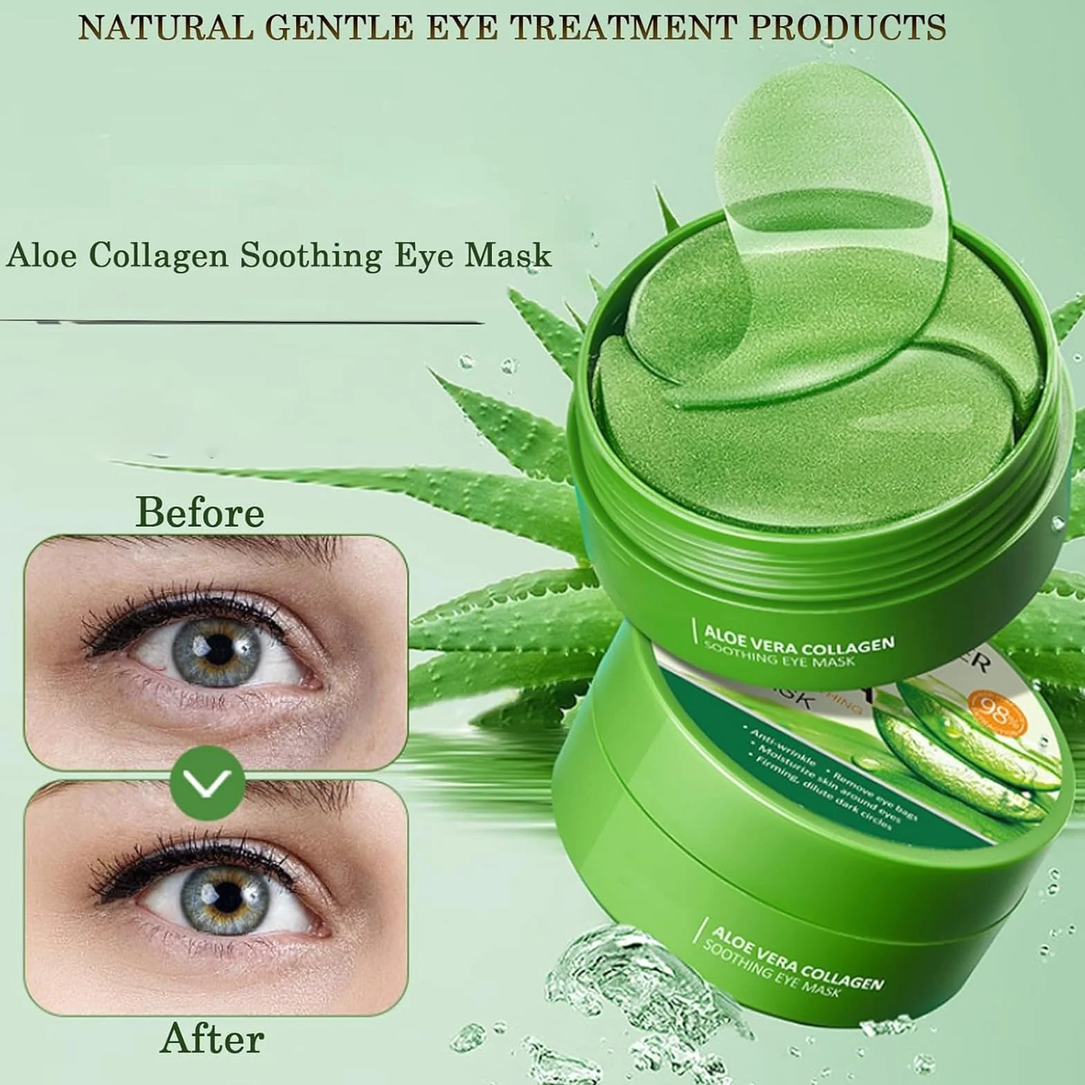 60 Pezzi Patch Occhi con Aloe Vera e Collagene, Maschere Idratanti Anti-Occhiaie e Anti-Borse, Riduce Rughe e Linee Sottili, Cura Contorno Occhi per Uomo e Donna