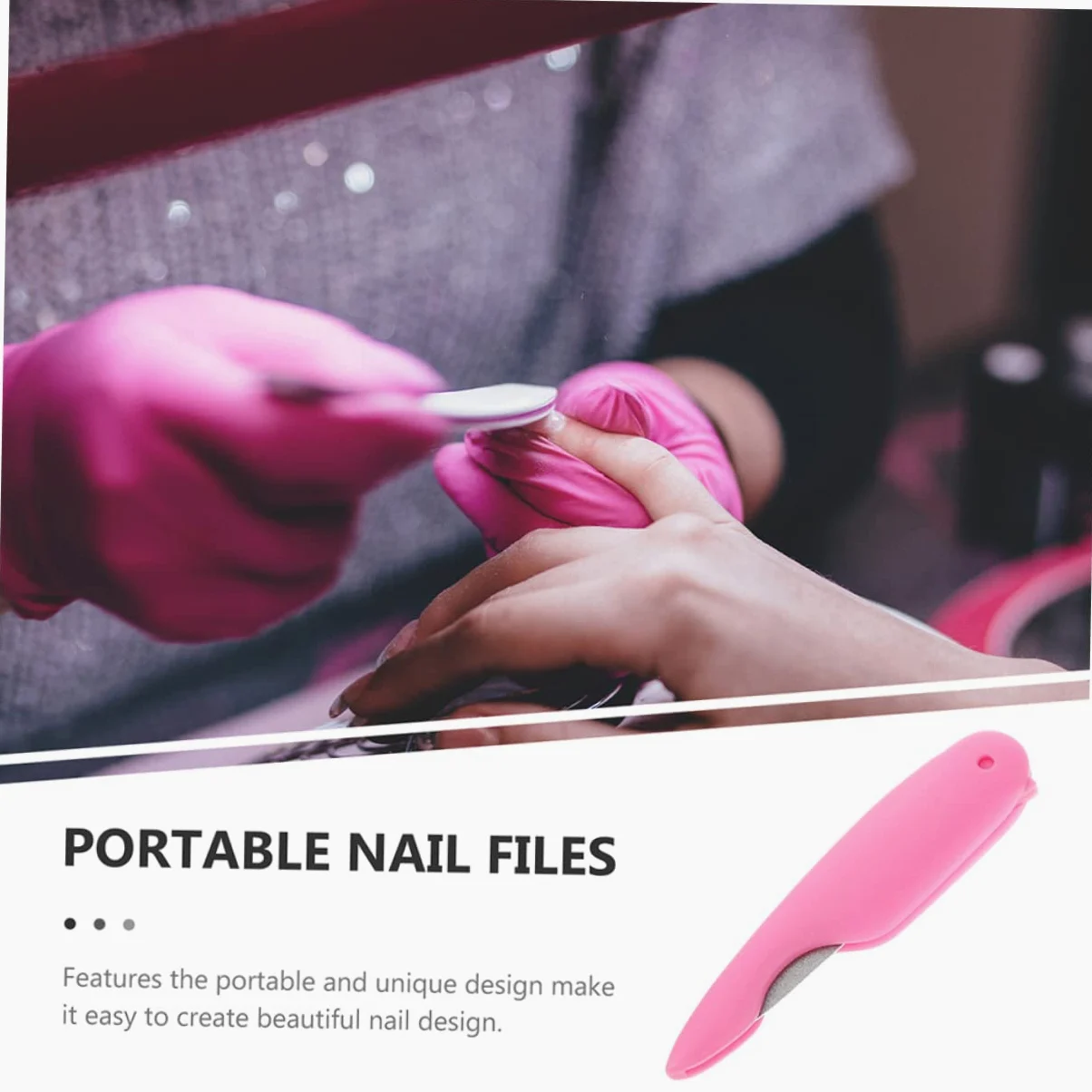Lima per Unghie Pieghevole Mini 8 Pezzi Rosa in Abs e Metallo | Manicure Domestica e Salone, Design Delicato e Portatile, Levigatura Semplice