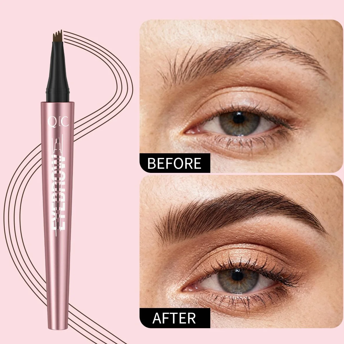 QIC Matita Sopracciglia Impermeabile No Transfer Lunga Durata 12H Microblading Cruelty-Free 06 Black Brown
