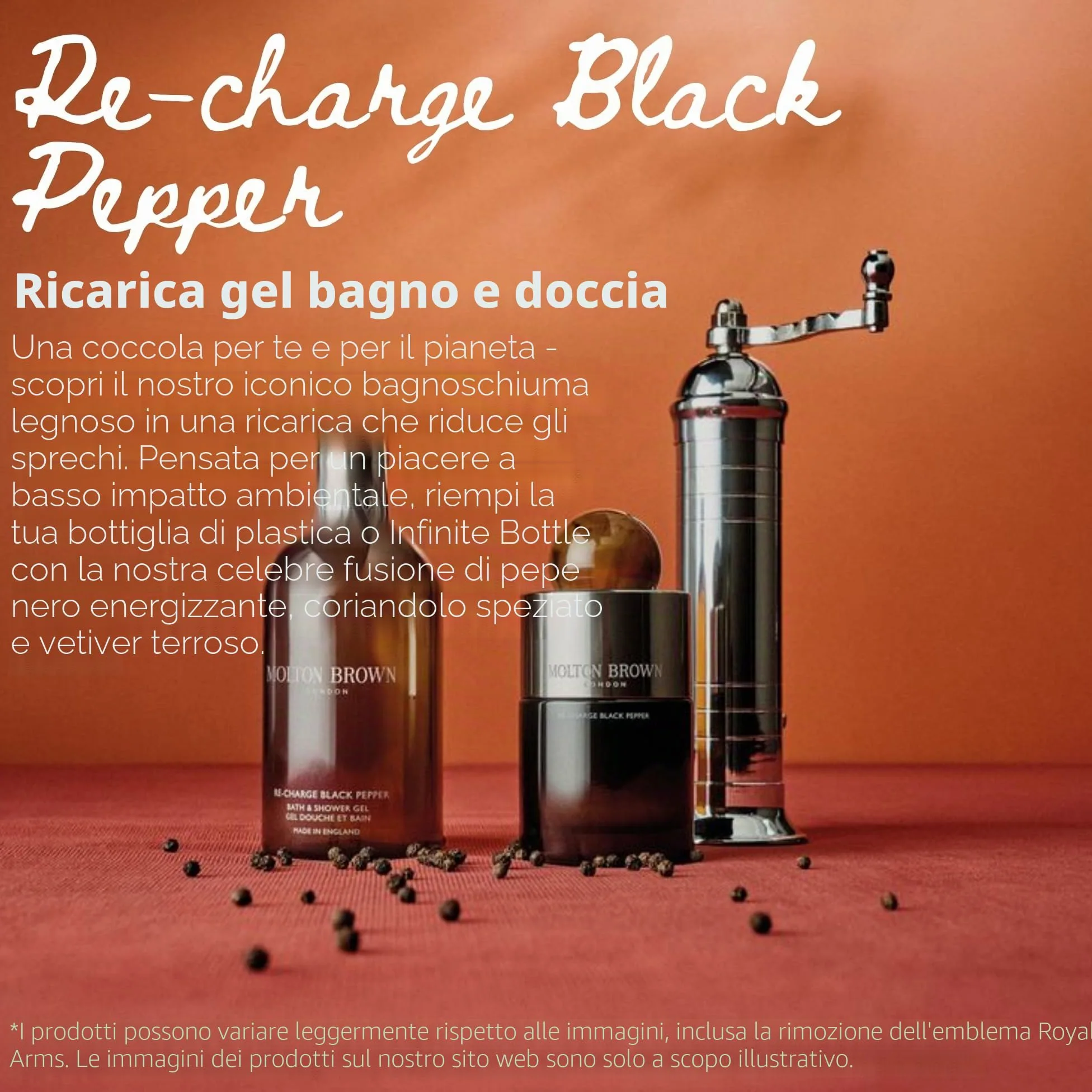 Molton Brown Re-charge Black Pepper - Gel doccia ricaricabile, 400 ml