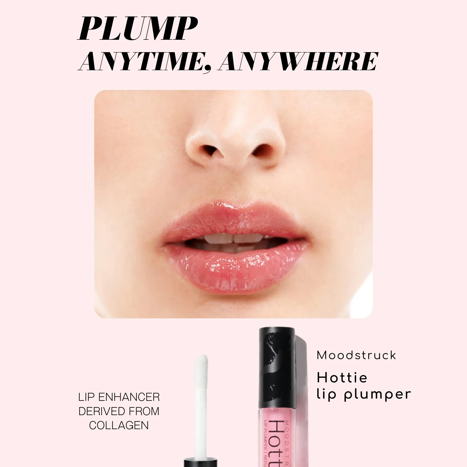 Younique Moodstruck Hottie Lip Plumper, lucidalabbra rosa pallido | Peptidi di collagene, ialuronato di sodio per labbra idratate e calde, trucco per migliorare le labbra