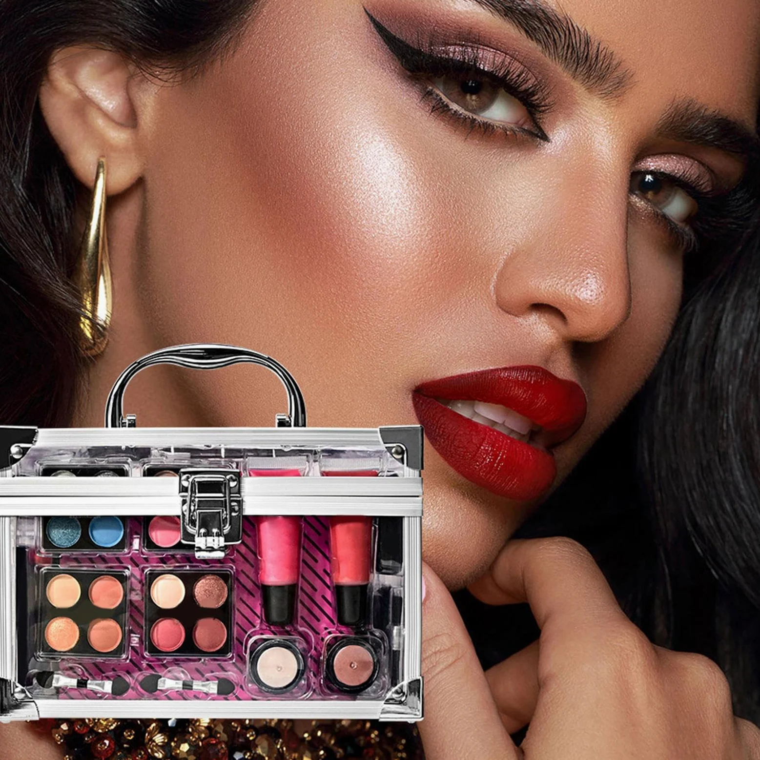 Kit Di Trucco Per Donna Set Da Viaggio Compatto Con | Contour Pennello Blush Con Astuccio Per Ragazze Adolescenti Quotidiano Cerimonie Eventi Matrimonio
