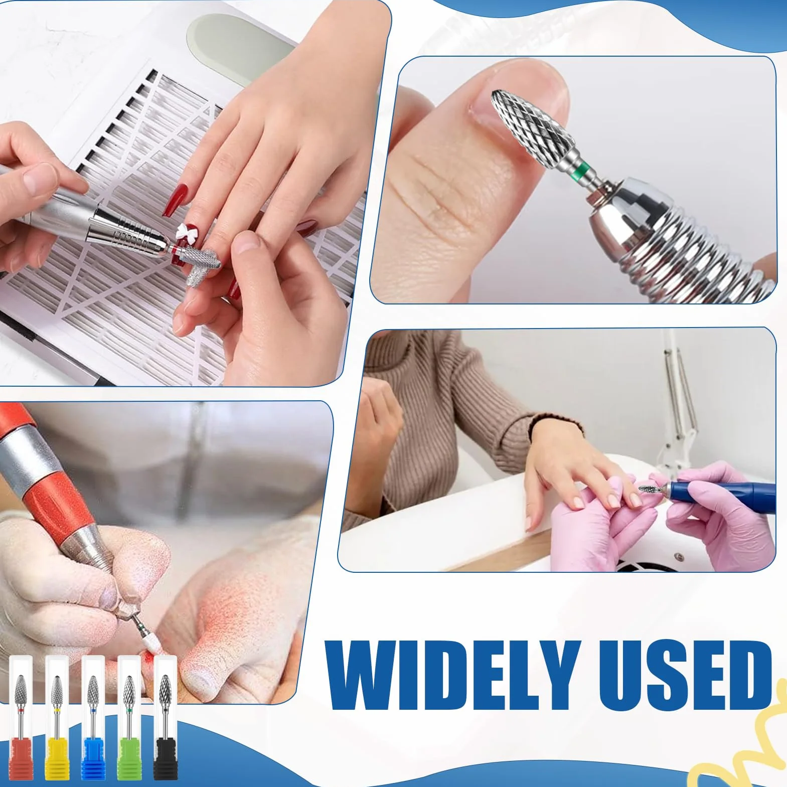 Punte per fresa in tungsteno, carburo di tungsteno, strumenti professionali per manicure