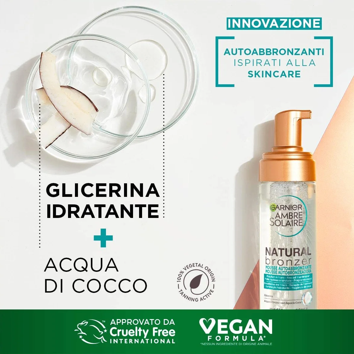 Garnier Ambre Solaire Mousse Autoabbronzante Natural Bronzer Viso Corpo 200 ml