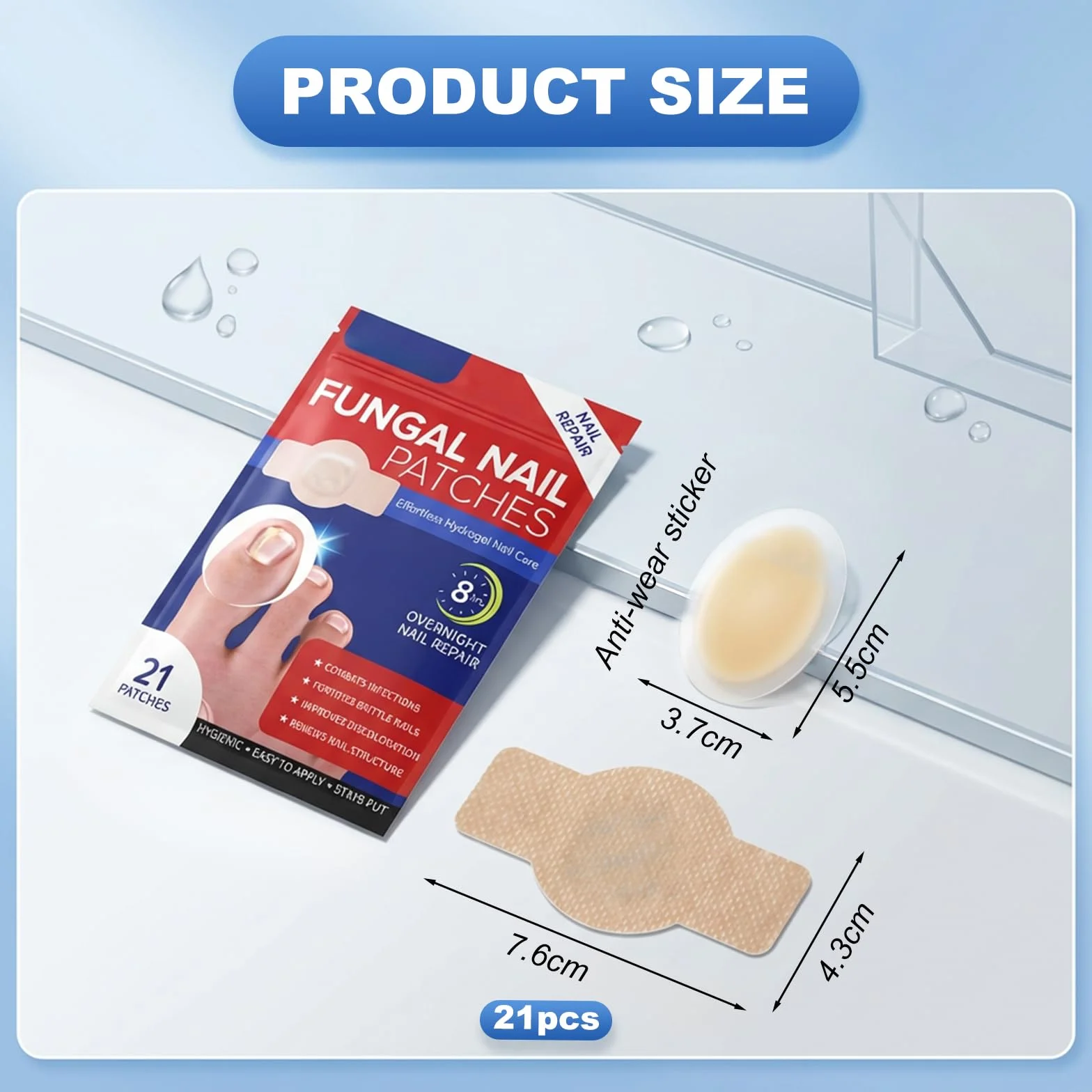 21 Pezzi Fungal Nail Patches con 1 Cuscinetto Antiusura, Cerotti per Micosi Delle Unghie, Micosi Unghie Piede