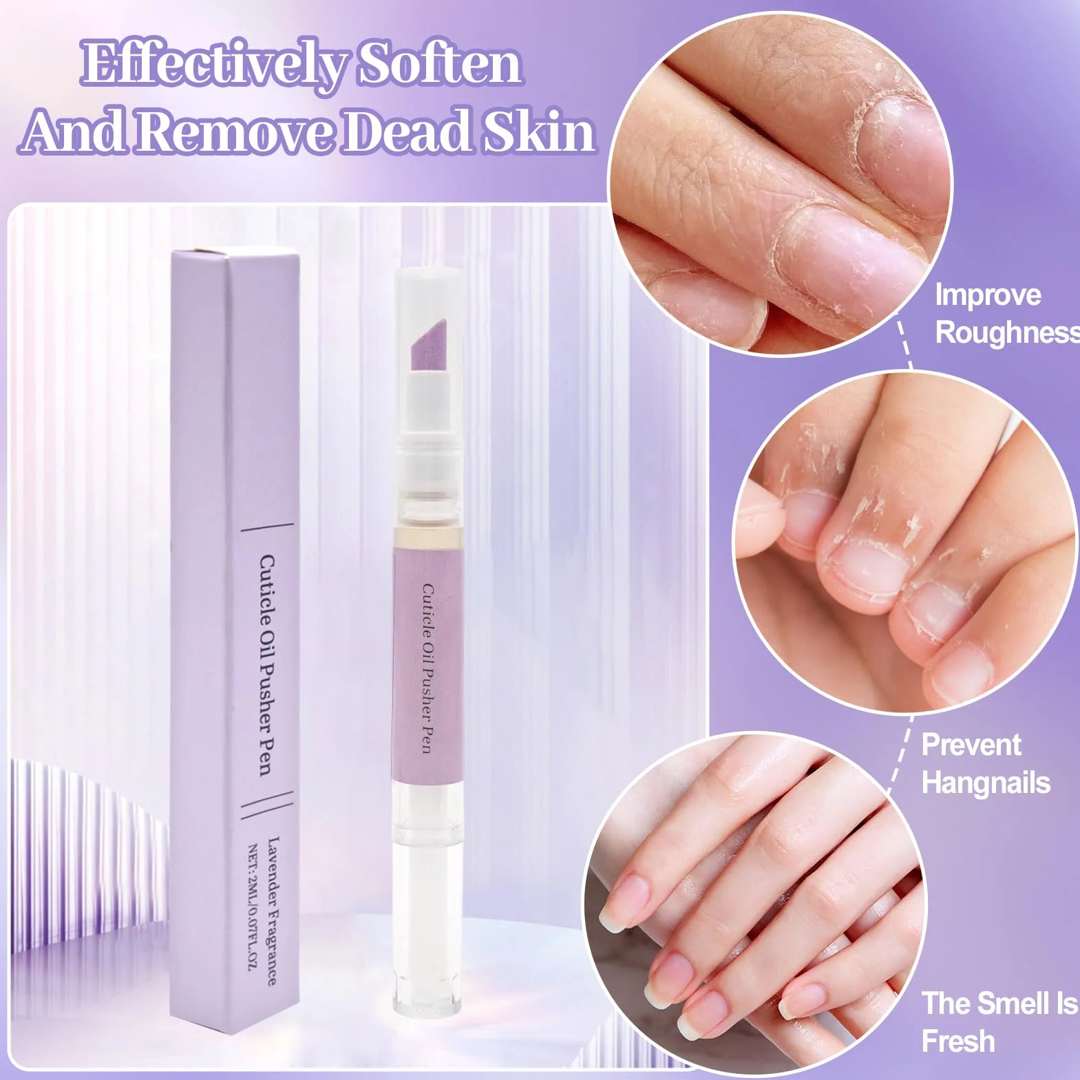 Penna per olio per cuticole 2 in 1, penna per cura delle unghie, penna per olio spingicuticole con punta in ceramica, penna per rimozione cuticole per unghie secche e danneggiate