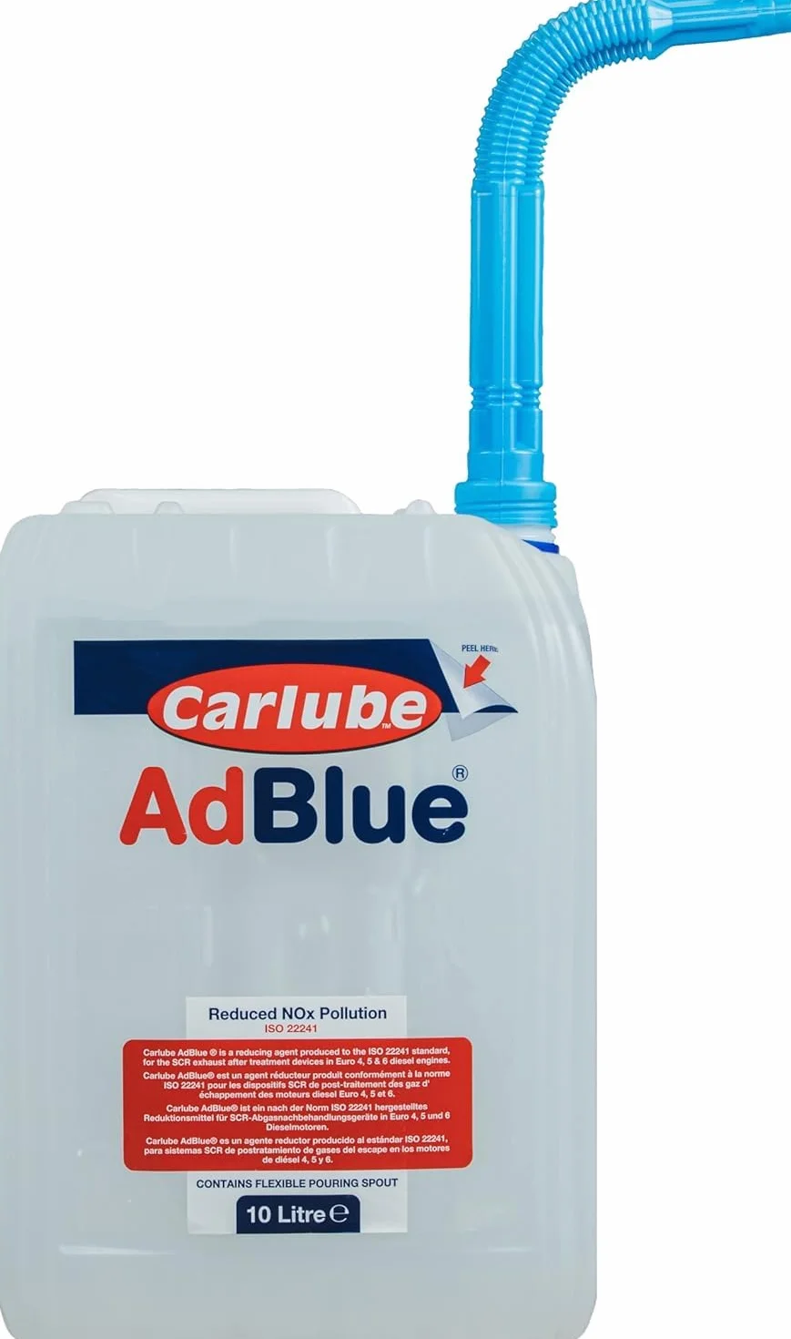 Carlube AdBlue 10L con Beccuccio Integrato Antigoccia, Fluido AUS32 per Motori Diesel Euro 4 5 6, Compatibile SCR, Riduce Emissioni NOx, Conforme ISO 22241
