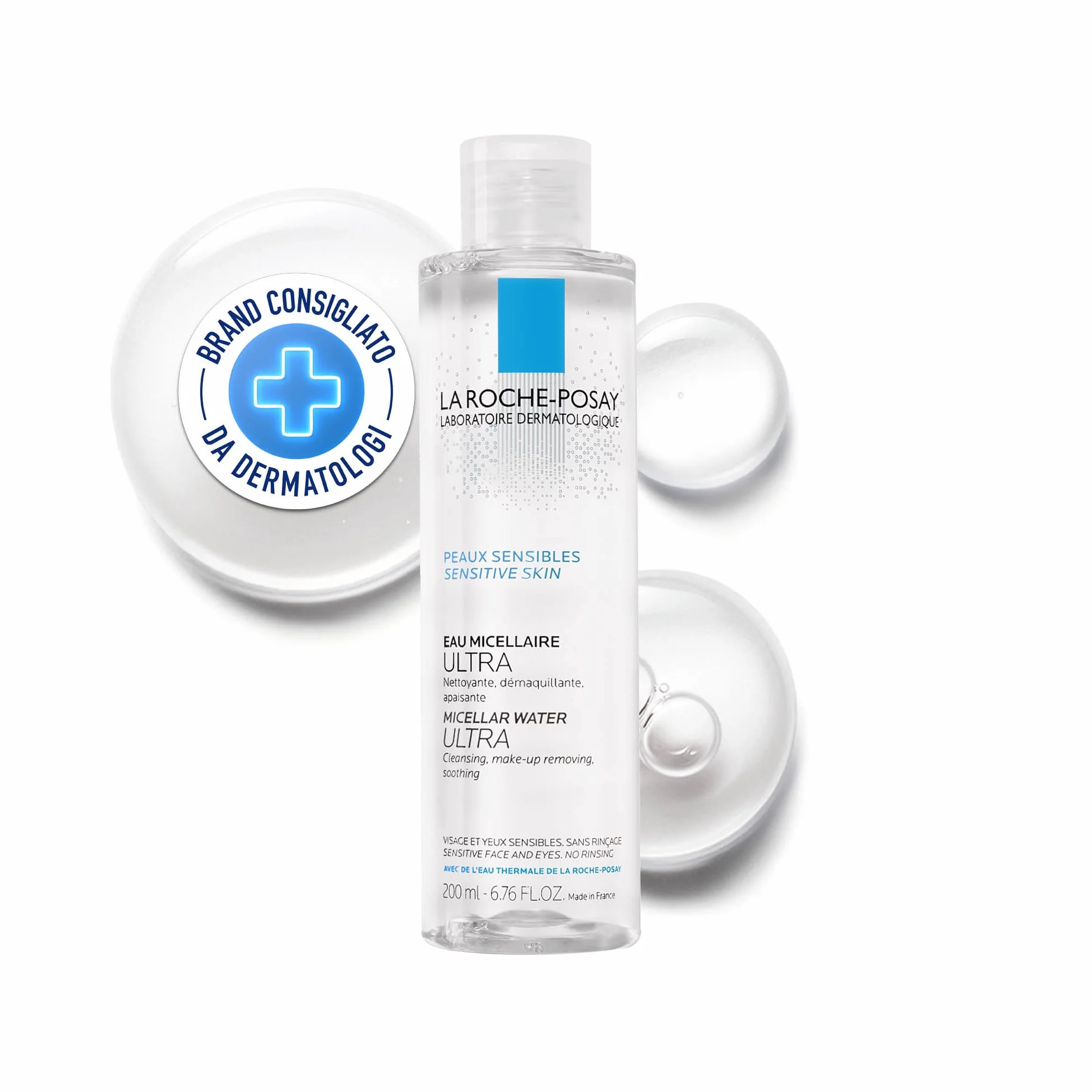 La Roche-Posay Physiologique, Acqua Micellare Fisiologica, Per Pelli Ultra Sensibili, Purifica, Lenisce e Protegge, Con Acqua Termale, Glicerina e Micelle, 200 ml