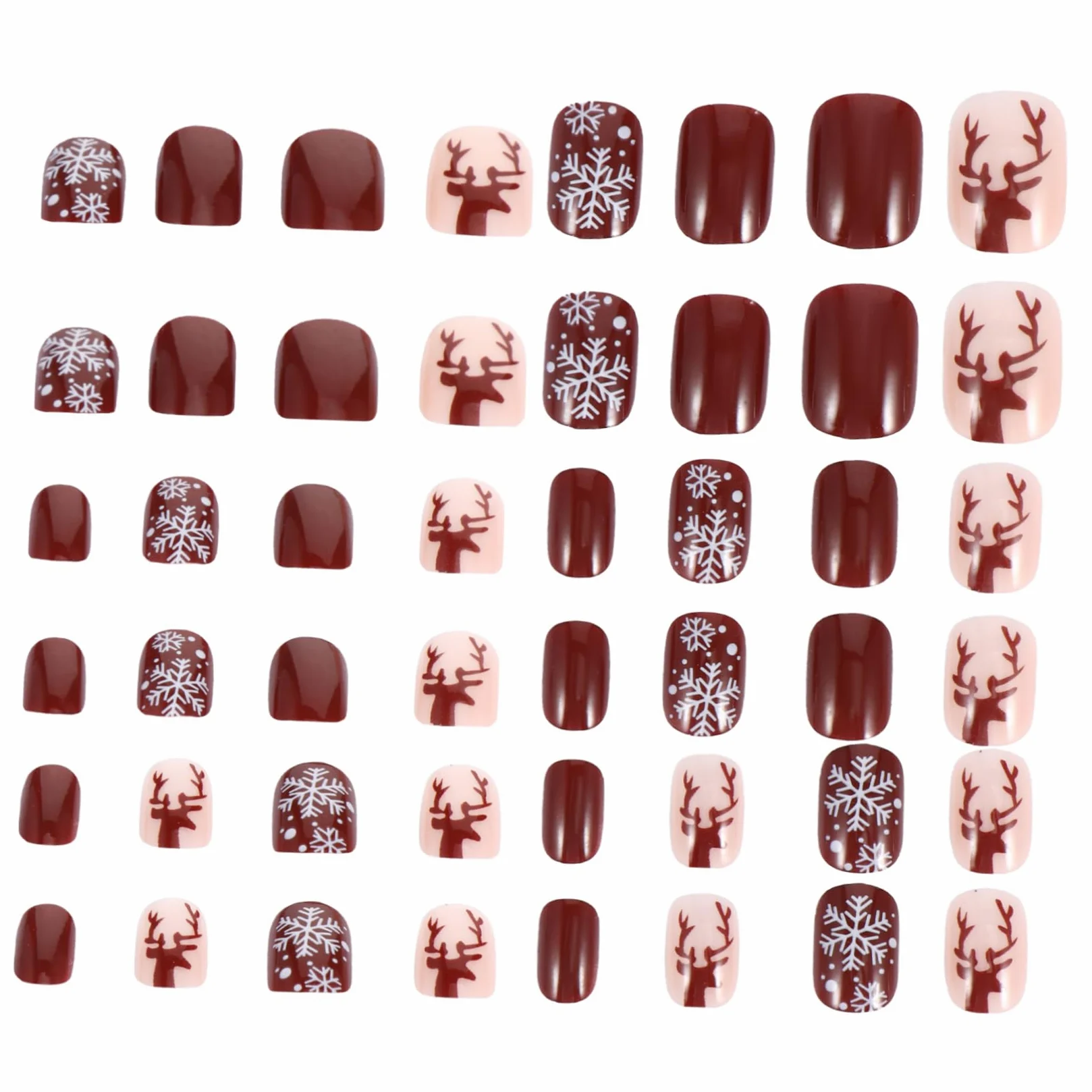 FRCOLOR 48pezzi Unghie Finte Adesivi per Unghie Natalizie in Materiale Abs per Decorazione Finte di Festività