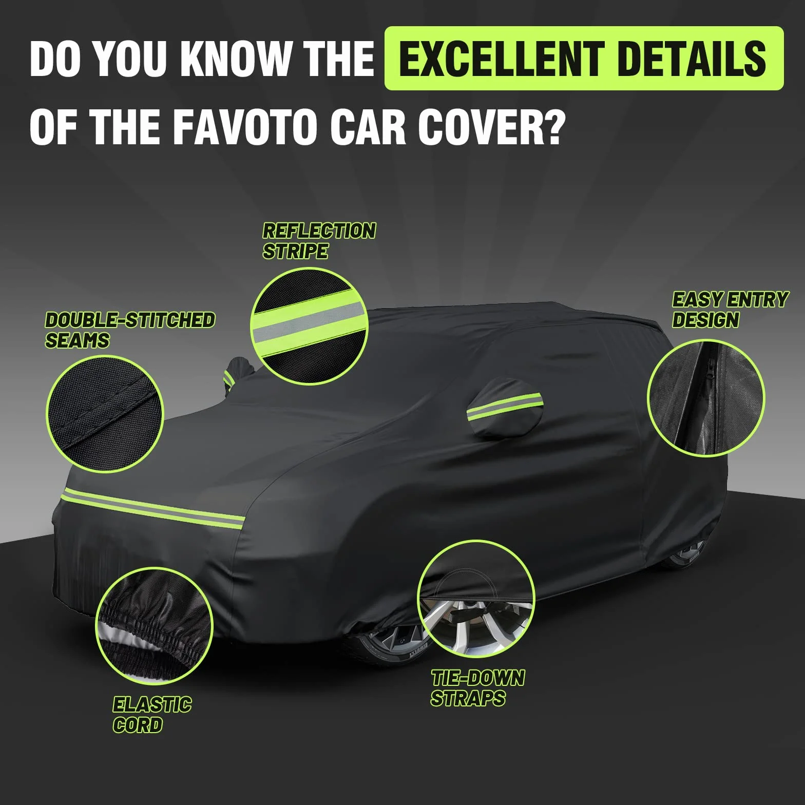 Favoto Copriauto Felpato Invernale Impermeabile per Compact SUV PEVA Cotone Zip Laterale 460x180x170cm Nero
