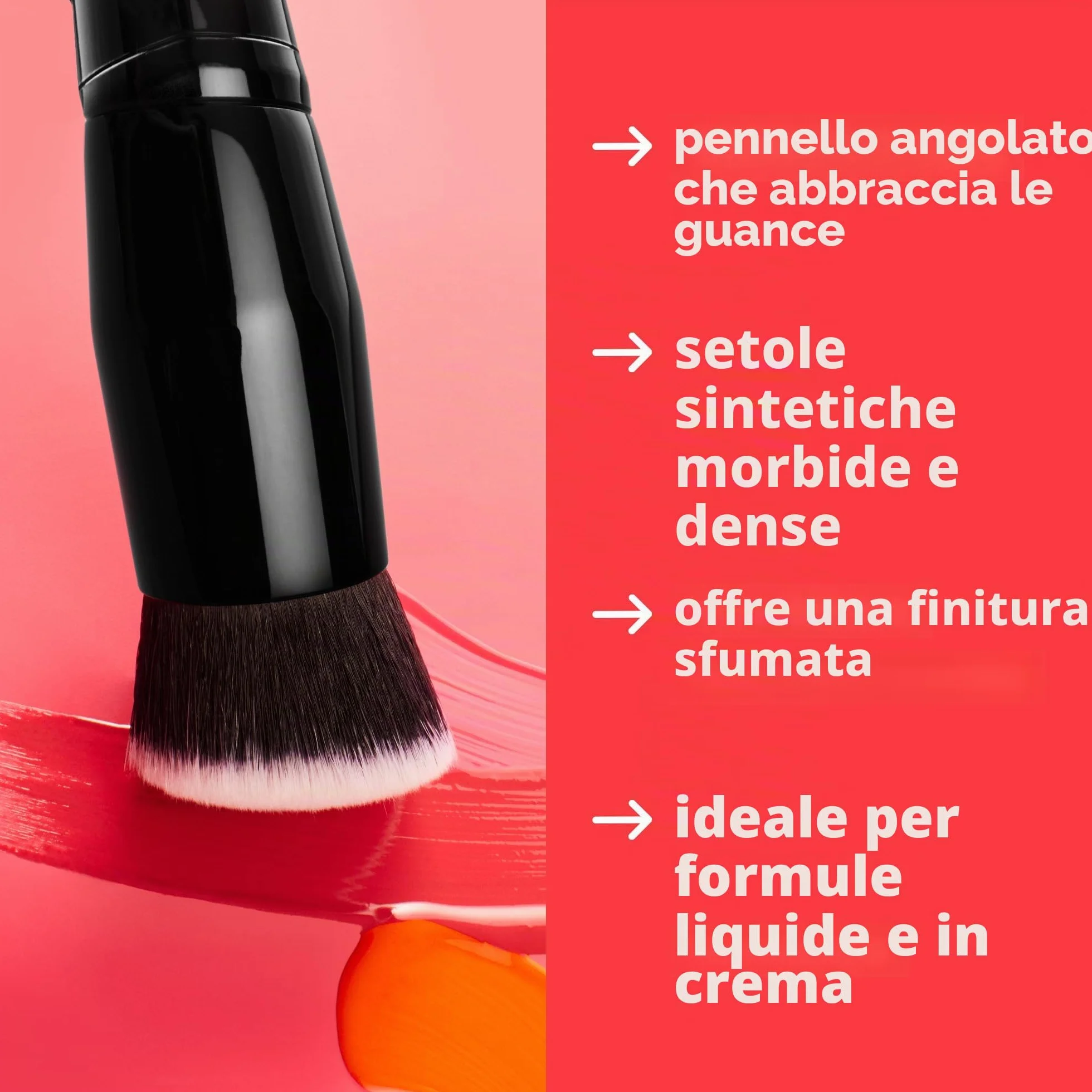 e.l.f. Camo Liquid Blush Brush, pennello da blush ad angolo, ideale per applicare e sfumare i colori sulle guance, setole dense e morbide, prodotto vegano e non testato sugli animali