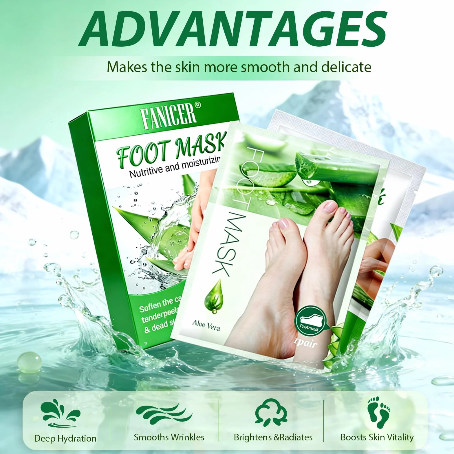 2 Paia Maschera Piedi Esfoliante, Maschera Peeling Piedi, Foot Peel Mask, Calzini Pedicure Peel Off, Rimozione Della Pelle Morta e Calli, Cura e Scrub Piedis, Effetto Idratante(Aloe Vera)