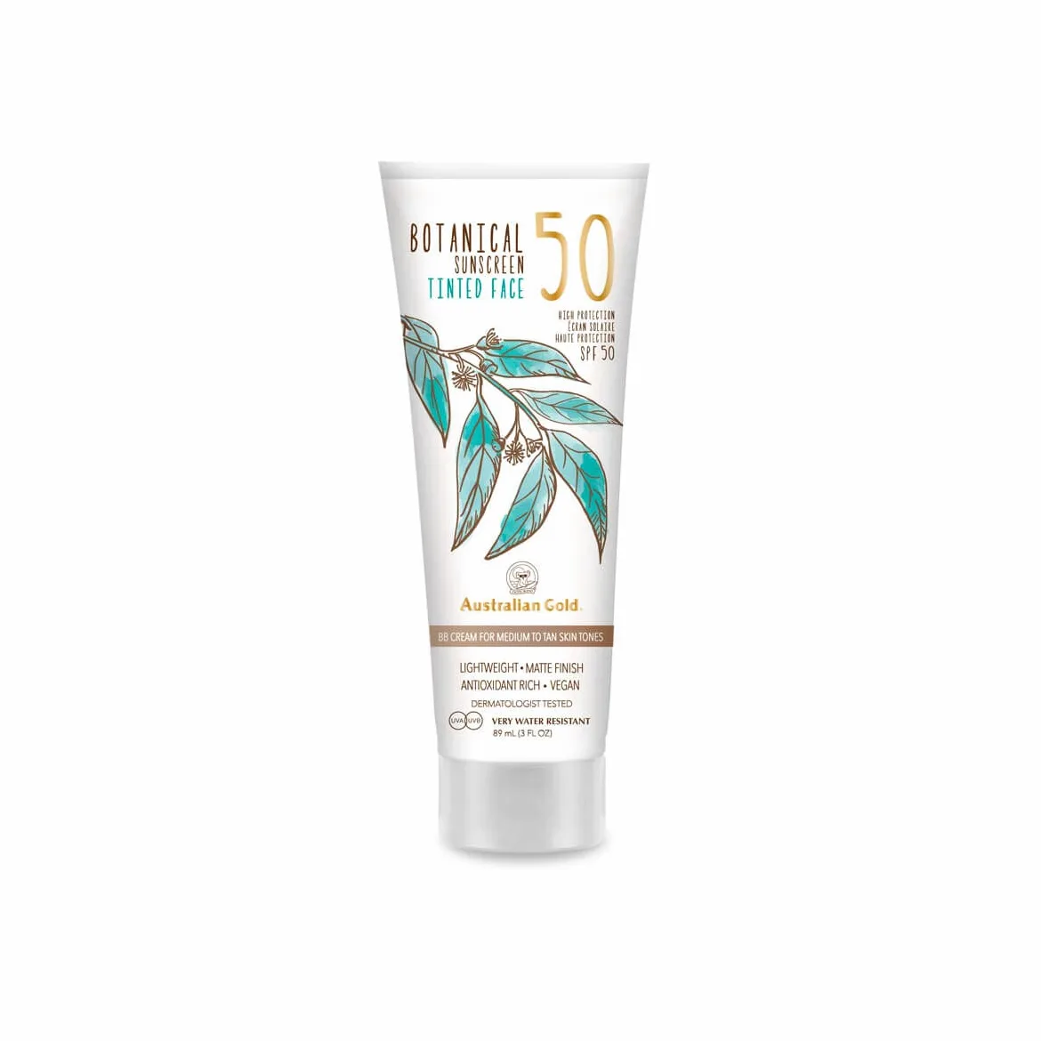 Australian Gold - Crema viso tinta botanica SPF 50 - Medium/Tan Black 89 ml (confezione da 1)