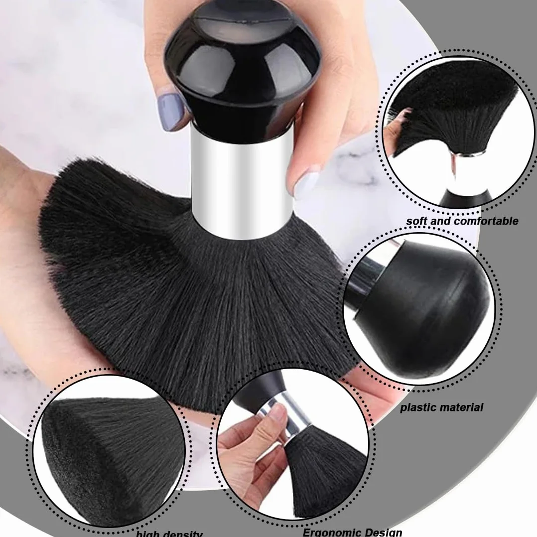 2 pezzi Barbiere Collo Spazzola, Pennello da Parrucchiere per Salone per il barbiere, per la pulizia dei capelli, per la rimozione della polvere, colore(Nero)