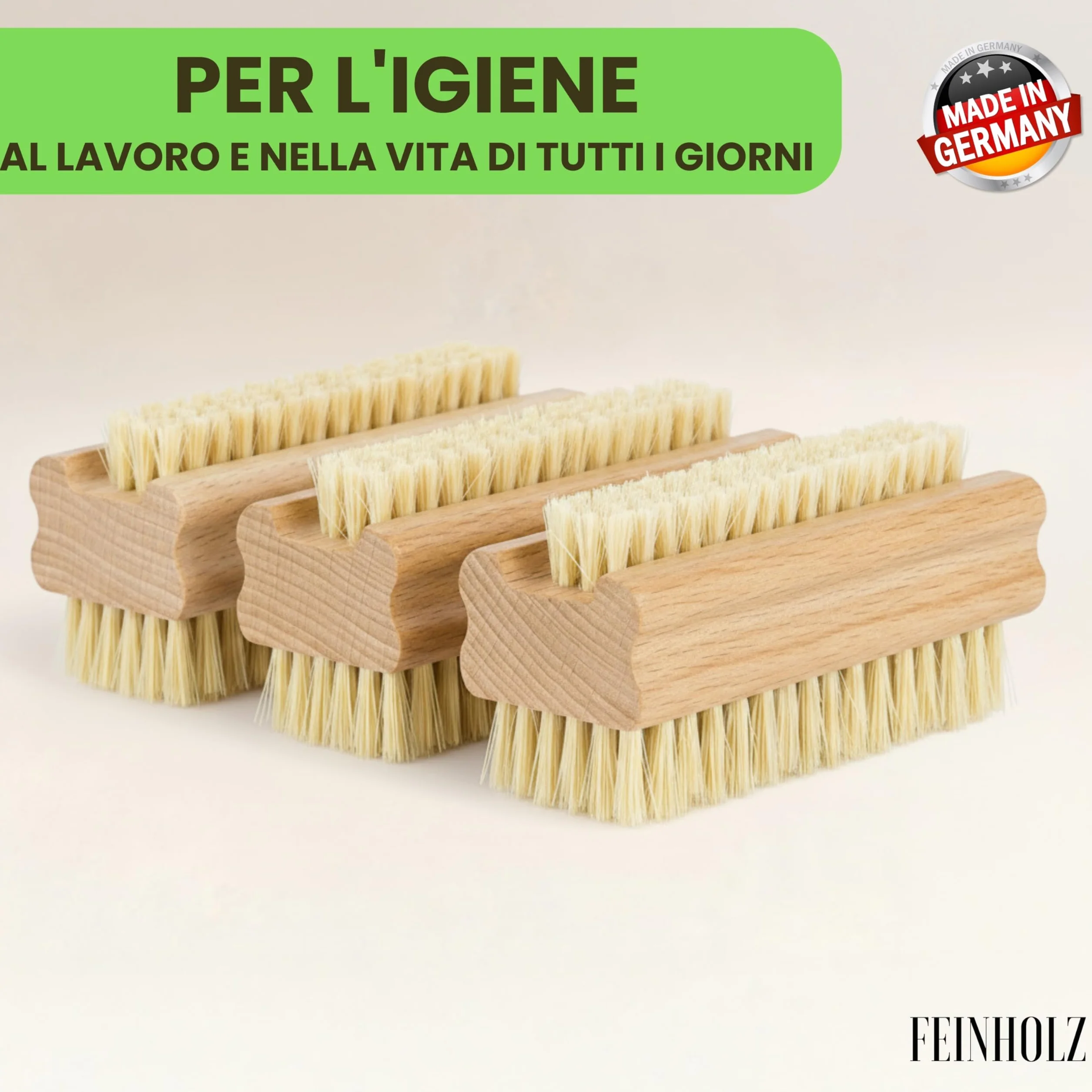 Spazzole per unghie mani 3 pezzi igiene pulizia manicure