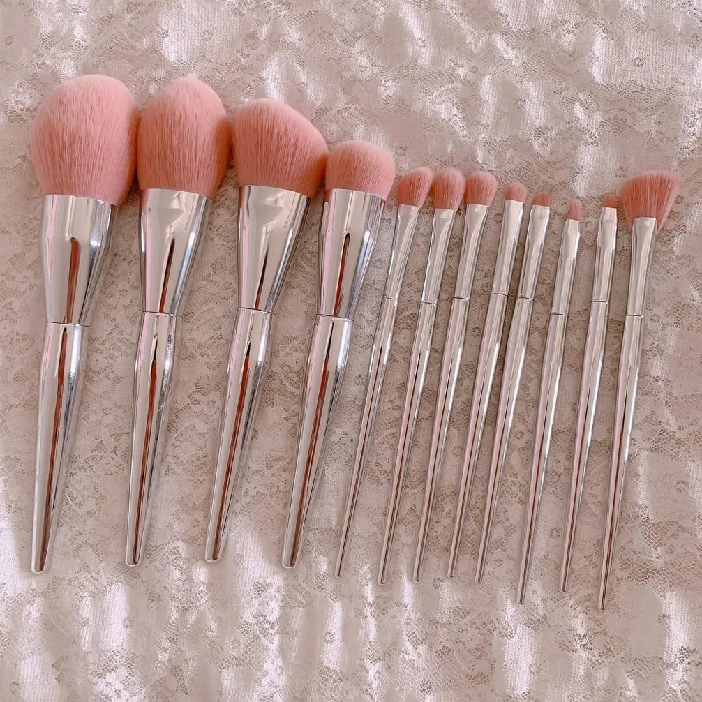 12 Pezzi Set Pennello per ombretto Pennello per Sopracciglia Pennello per Cipria in Polvere Pennello per Trucco Set Completo di Strumenti per