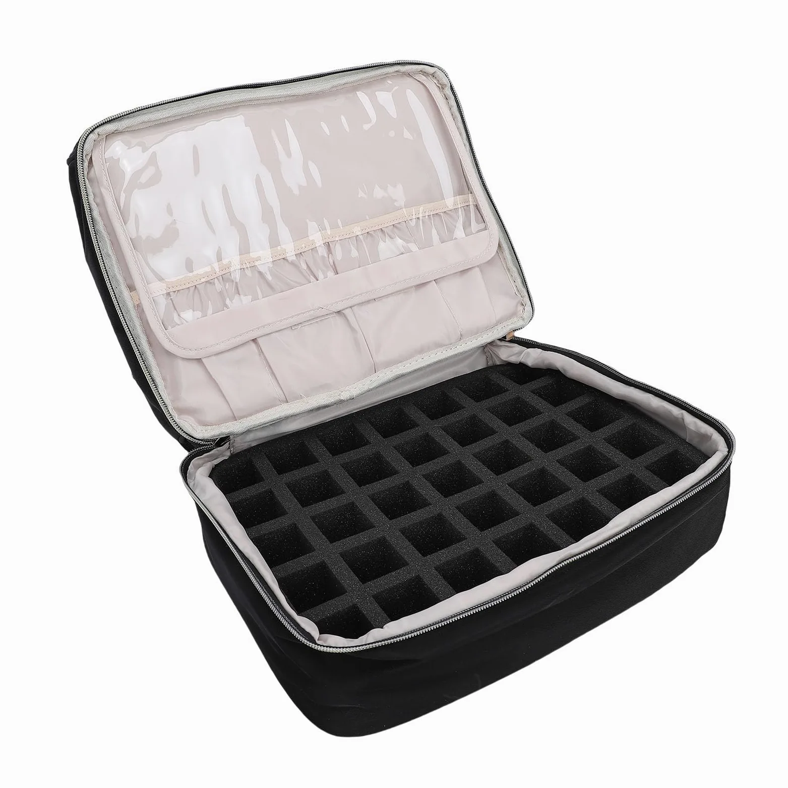 Borsa Organizer Professionale per Smalti, Custodia Portatile Viaggio per Manicure, Borsa con Tracolla Regolabile, Ideale per Artisti del Salone per Tecnici delle Unghie (BLACK)